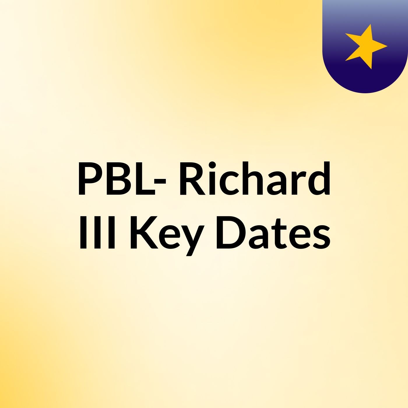 PBL- Richard III Key Dates PBL- Richard III Key Dates
