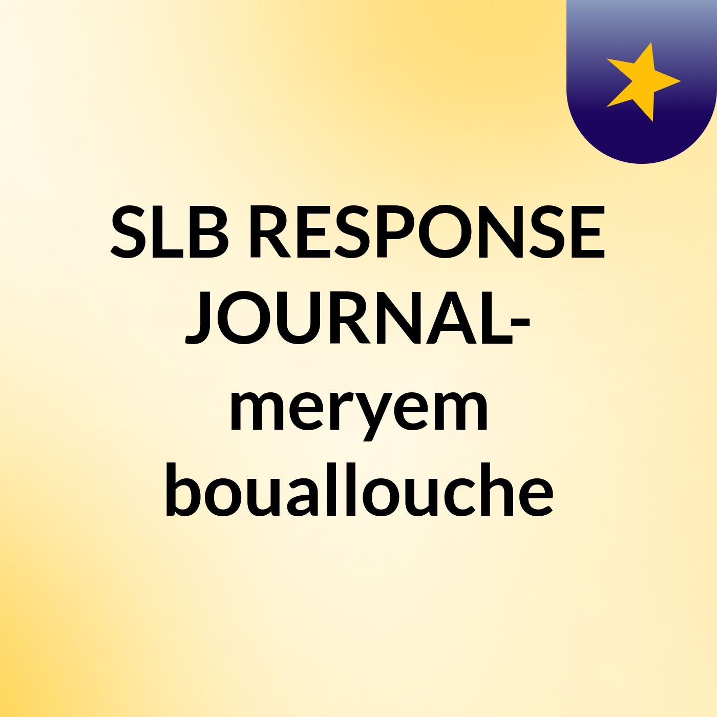 SLB RESPONSE JOURNAL- meryem bouallouche