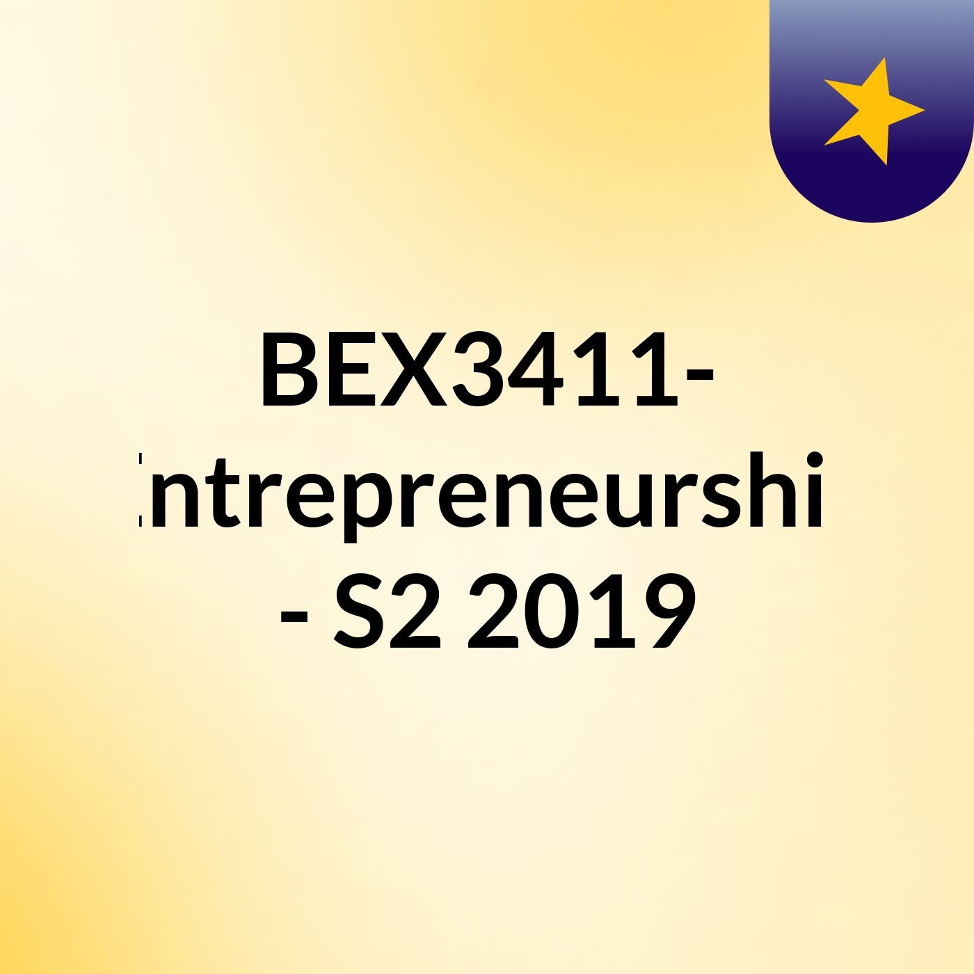 BEX3411- Entrepreneurship - S2 2019