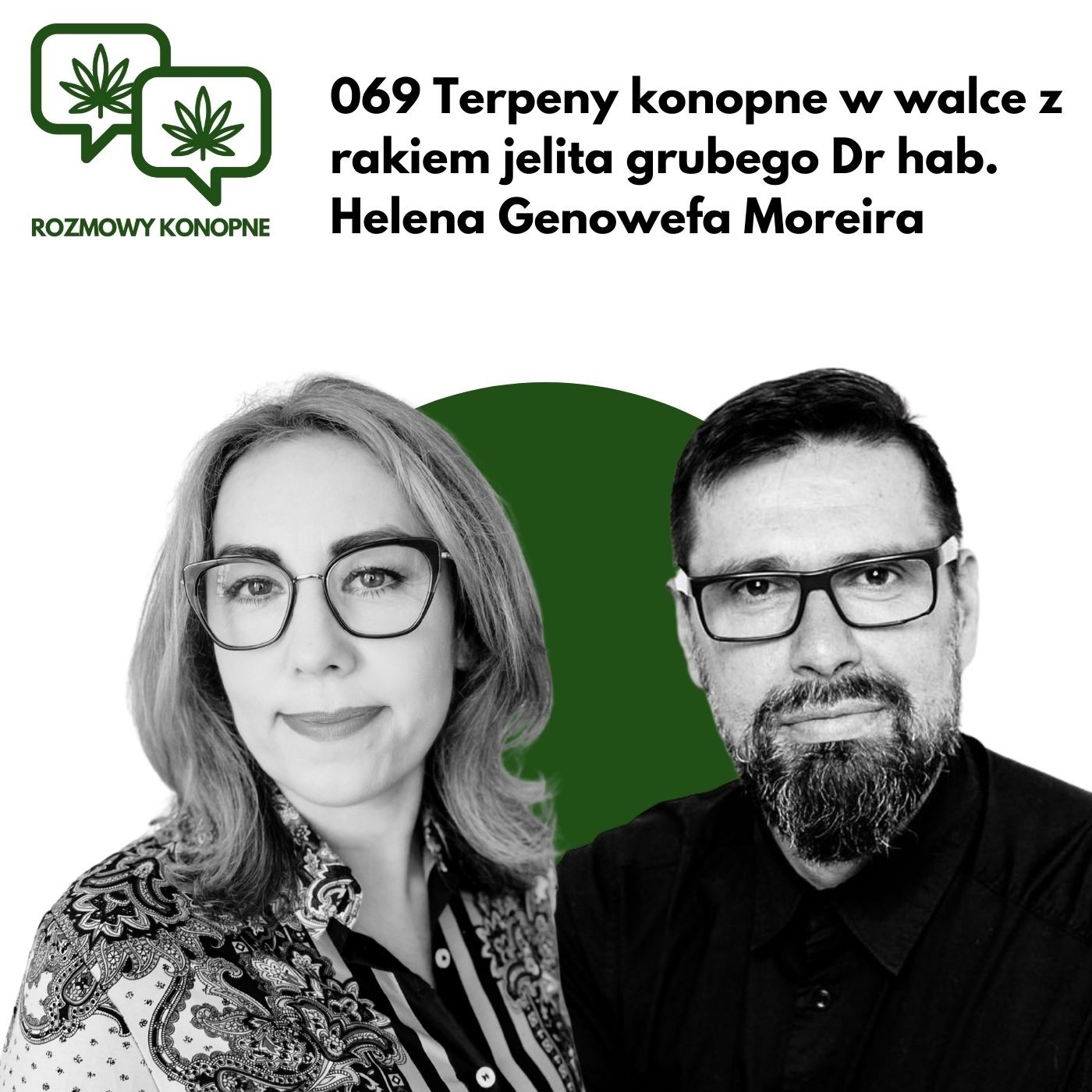 Okładka odcinka: Terpeny konopne a rak jelita grubego — dr hab. Helena Moreira o badaniach in vitro (odc. 069)