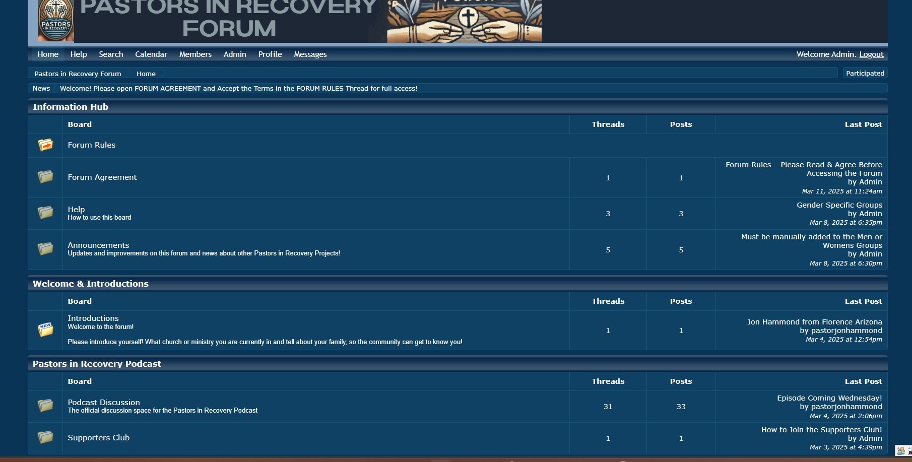 Pastors in Recovery now has a Forum!