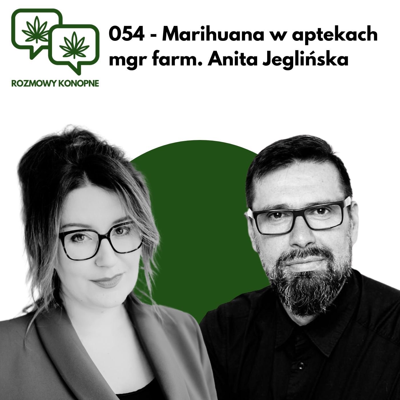 Okładka odcinka: 3 tony marihuany rocznie w aptekach — mgr farm. Anita Jeglińska o terapii konopnej (odc. 054)