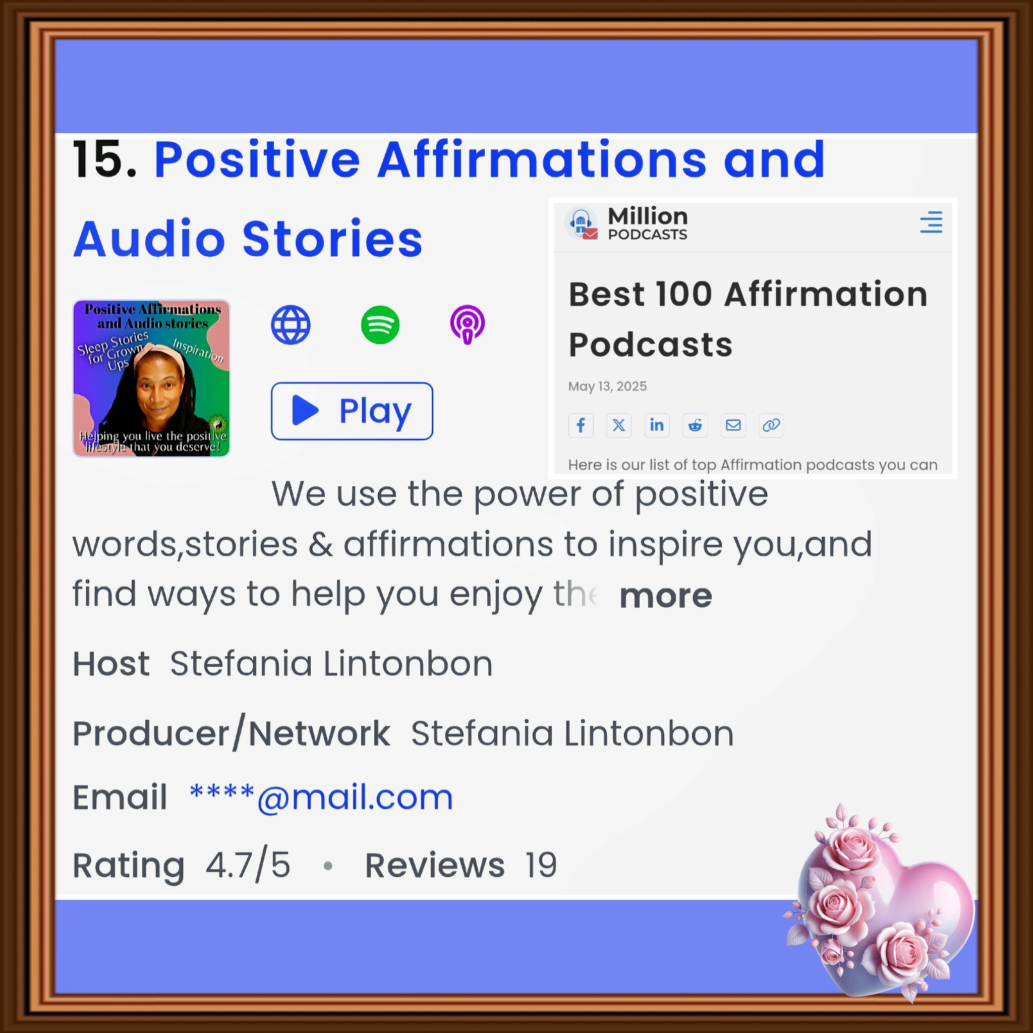 We're in the Top 100 Affirmations Podcasts List