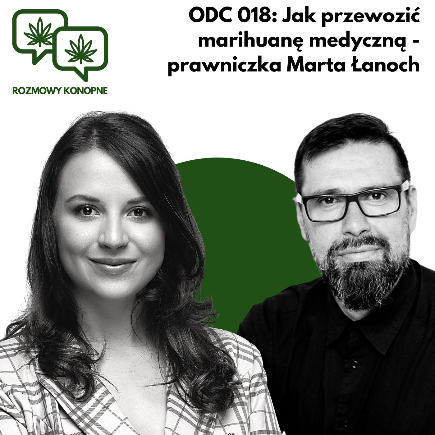 Okładka odcinka: Jak legalnie przewozić i przechowywać marihuanę medyczną — prawniczka Marta Łanoch (odc. 018)