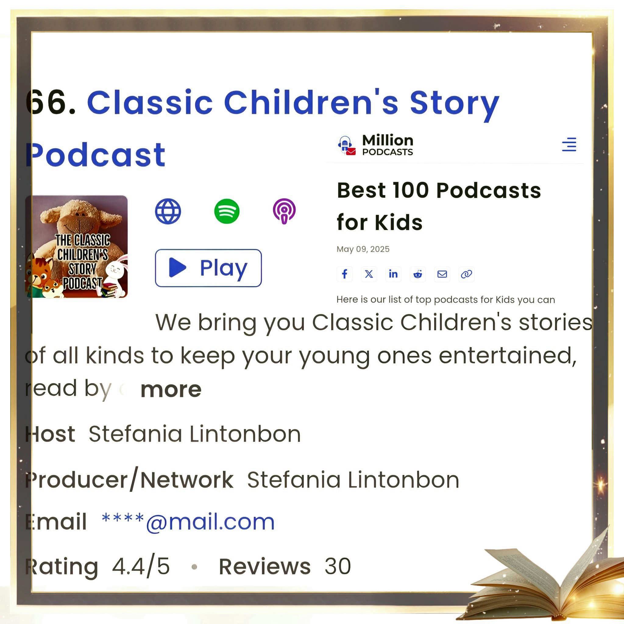 We're in the 'Best 100 Podcasts for Kids' list!