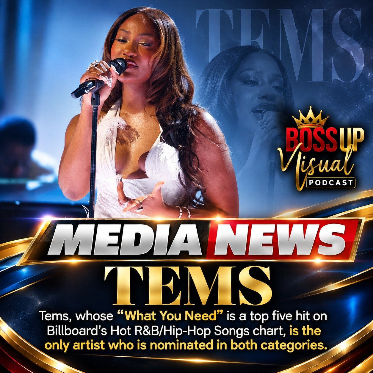 Tems, whose “What You Need” is a top five hit on Billboard’s Hot R&B/Hip-Hop Songs chart, is the only artist who is nominated in both