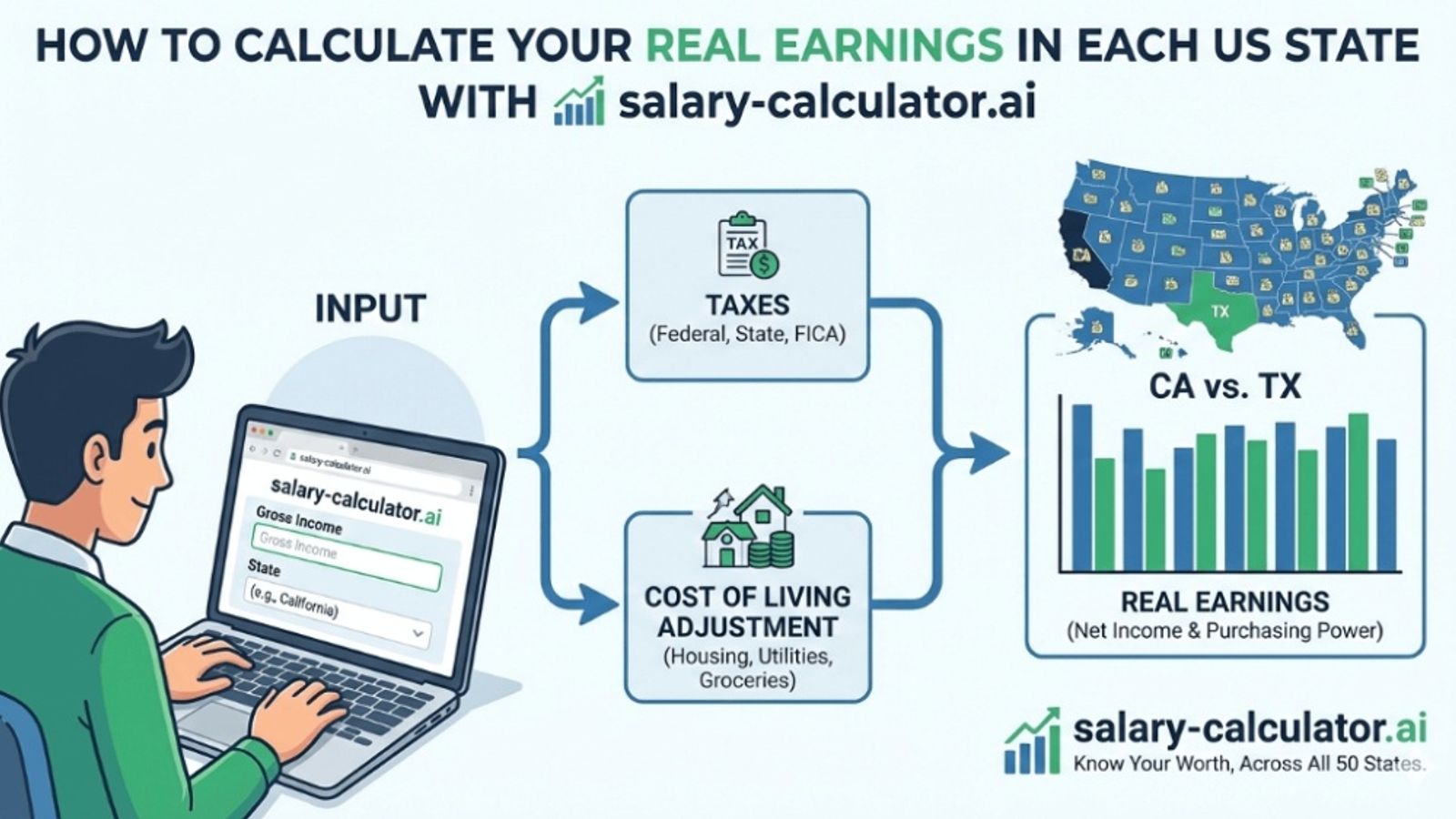 How to Calculate Your Real Earnings in Each US State