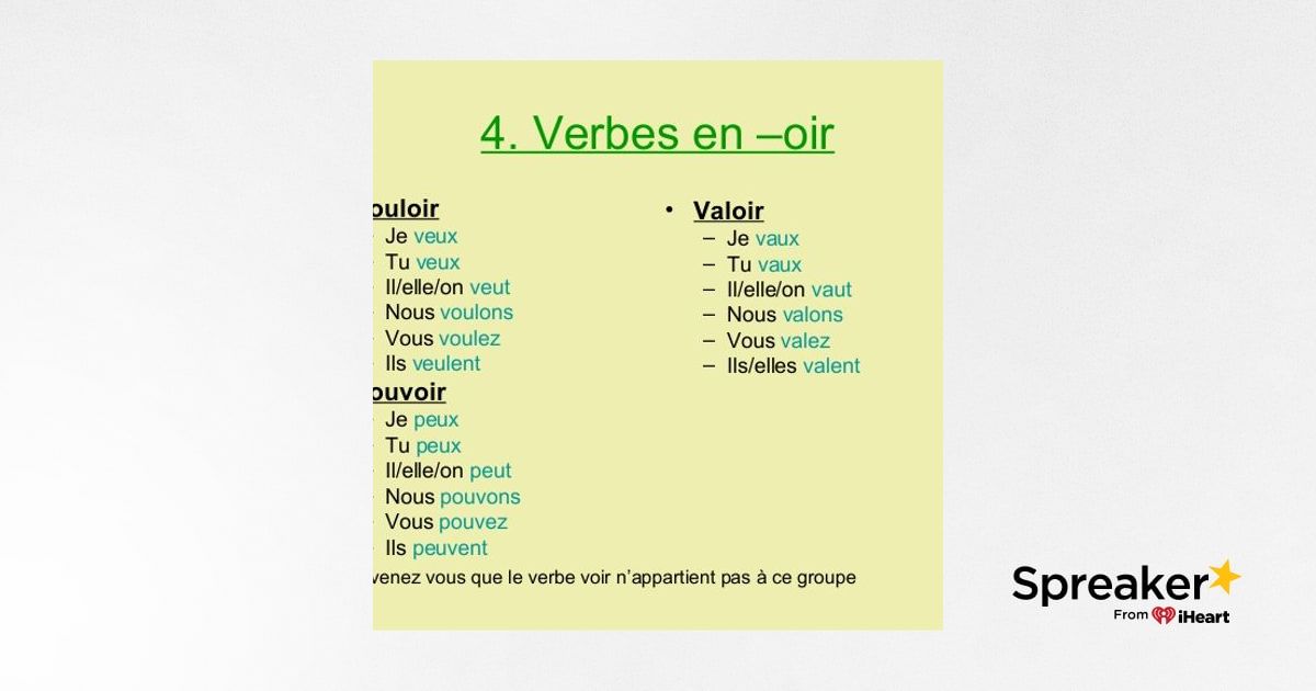 Le présent indicatif des verbes en oir et oire