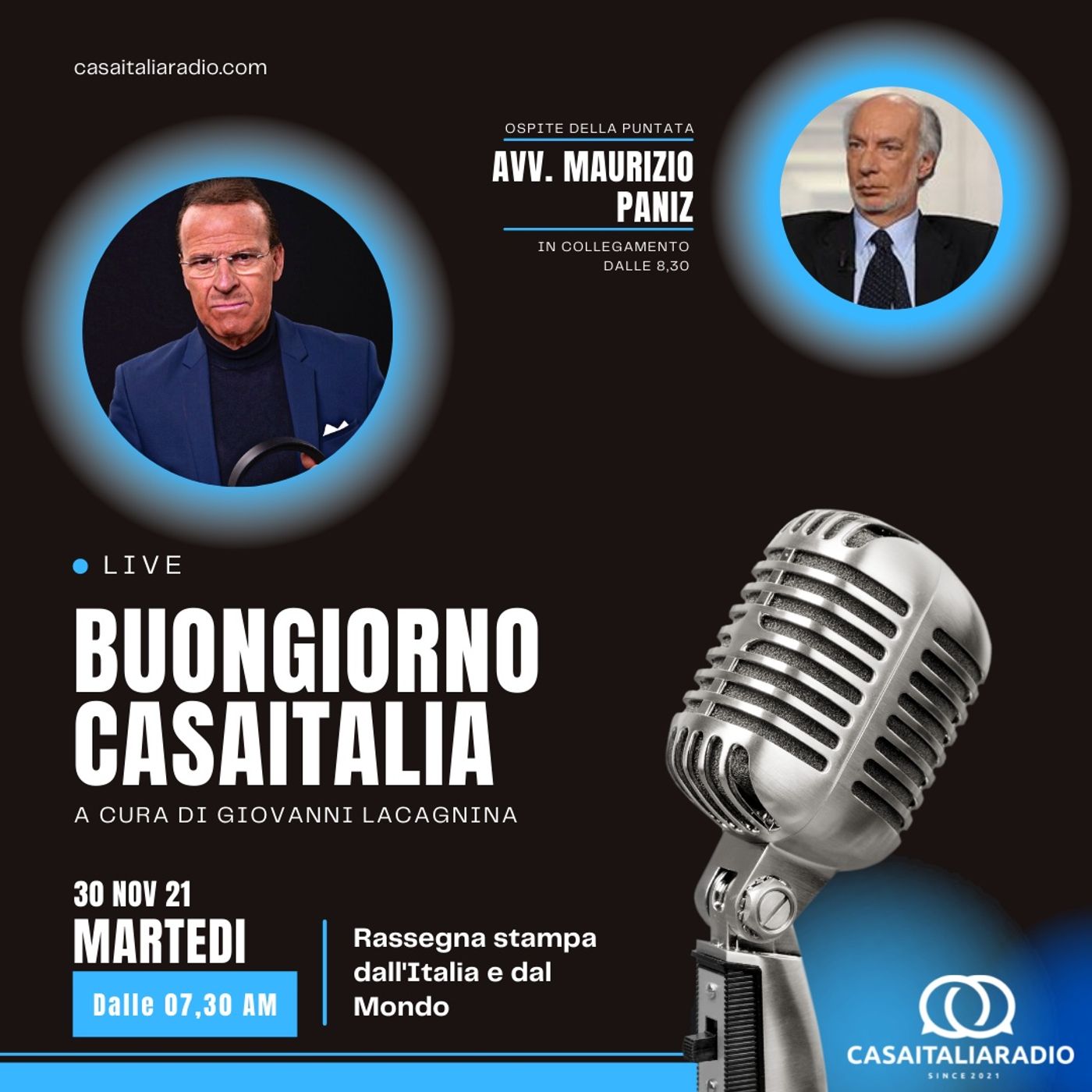 Intervista con l'avv. Maurizio Paniz -  BUONGIORNO CASA ITALIA RADIO (30.11.2021) episode artwork
