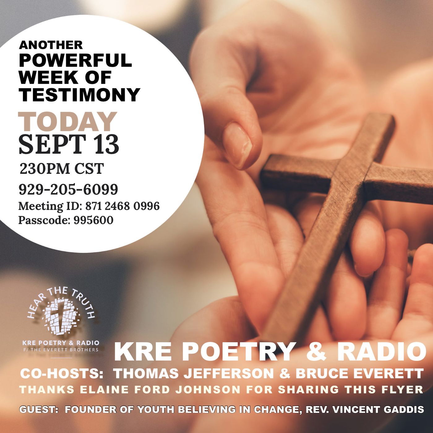 KRE POETRY AND RADIO - EP 168 - GUESTS: YOUTH BELIEVING IN CHANGE [Rev Gaddis] episode artwork