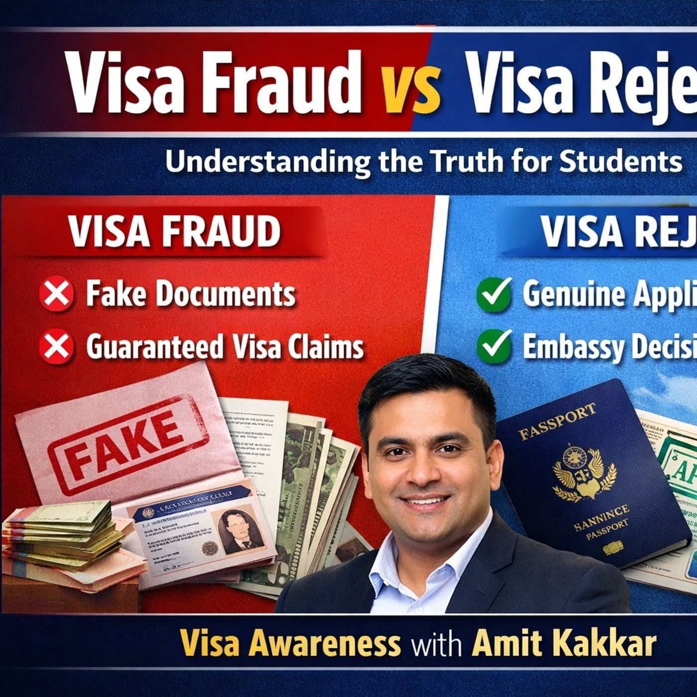 Visa Fraud vs Visa Rejection Explained for Students | Amit Kakkar Podcast episode artwork