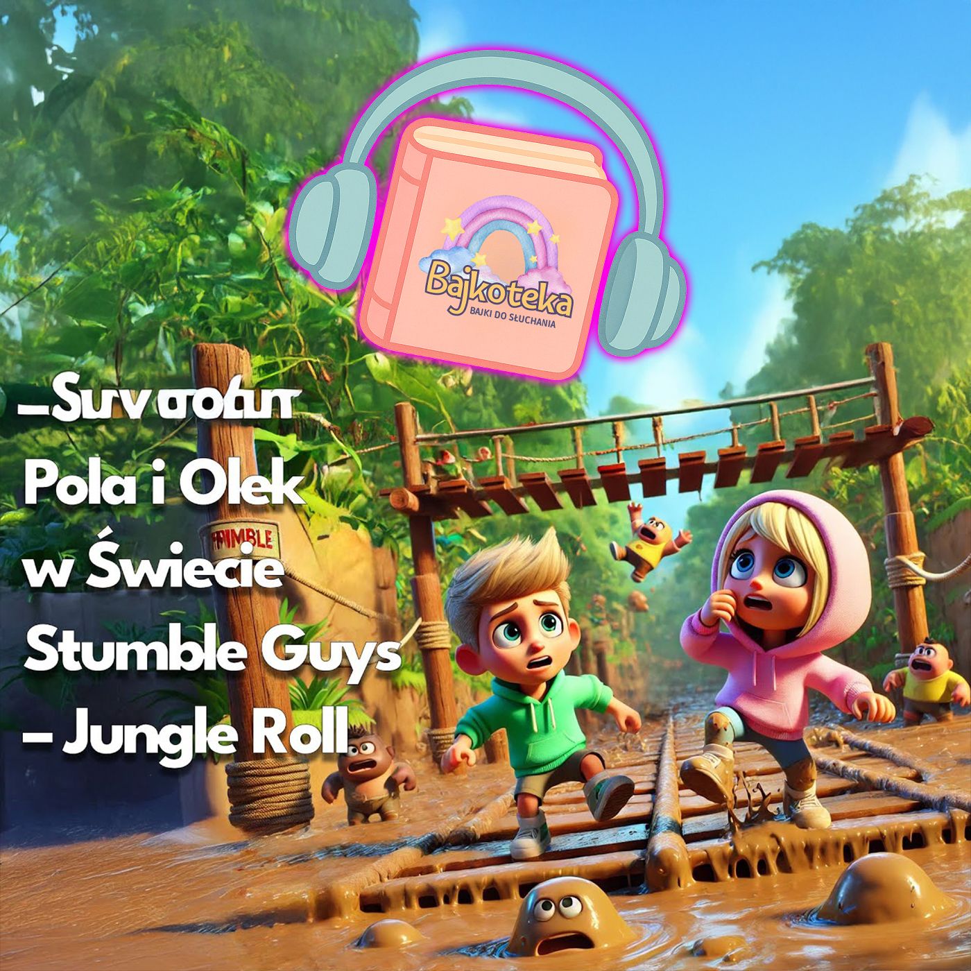 🎮Pola i Olek w świecie Stumble Guys – Jungle Roll Bajka do słuchania dla dzieci #audiobook #dzieci
