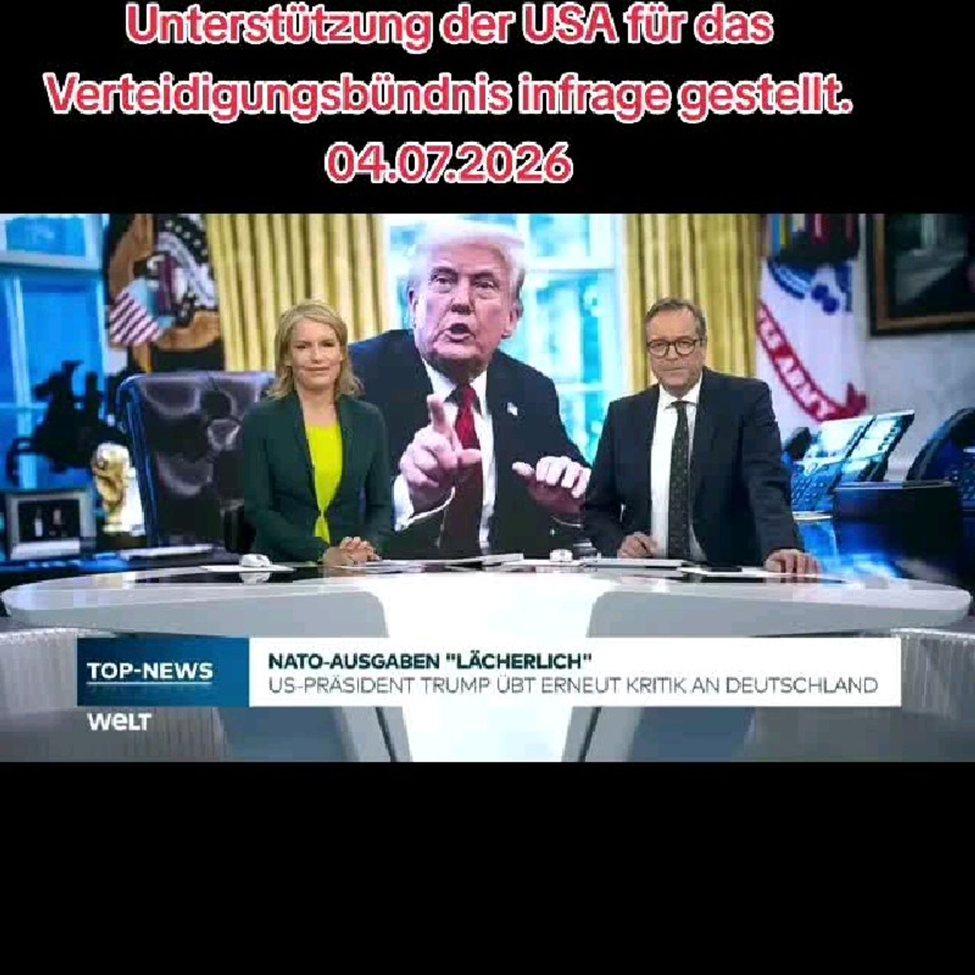 Donald Trump hat kurz vor dem NATO-Gipfel in Ankara erneut die Unterstützung der USA für das Verteidigungsbündnis infrage gestellt. 04.07.20 episode artwork