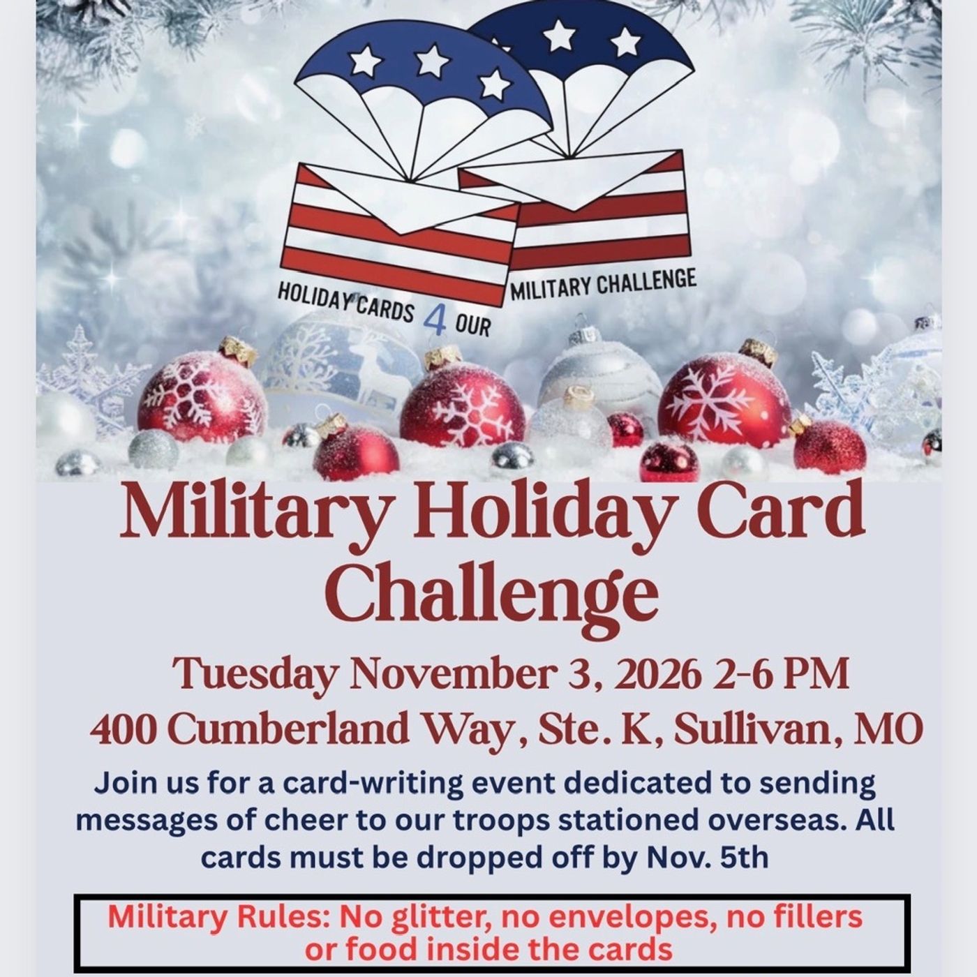 Rachel Shoemaker details Military Holiday Card Challenge episode artwork