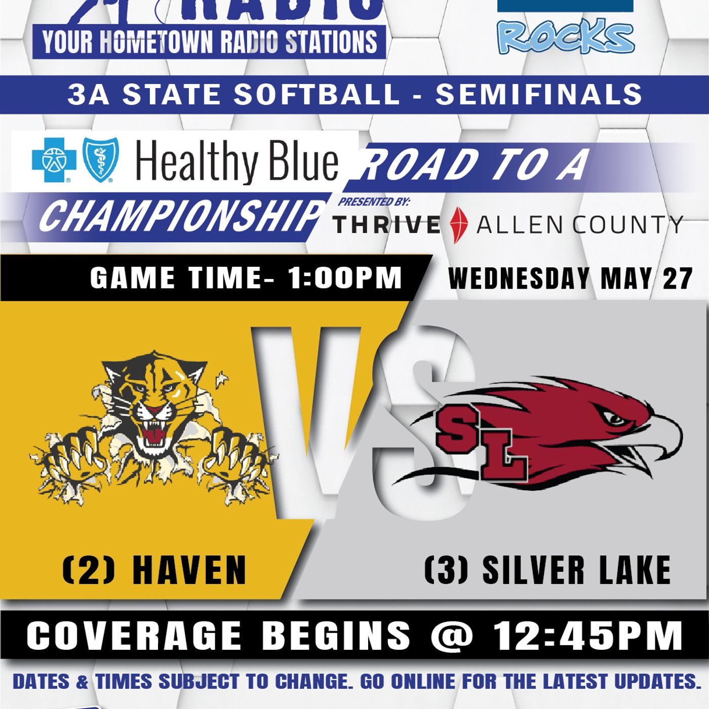 Haven Wildcats vs Silver Lake Eagles High School Softball (3A State Semifinal-May 27, 2026)