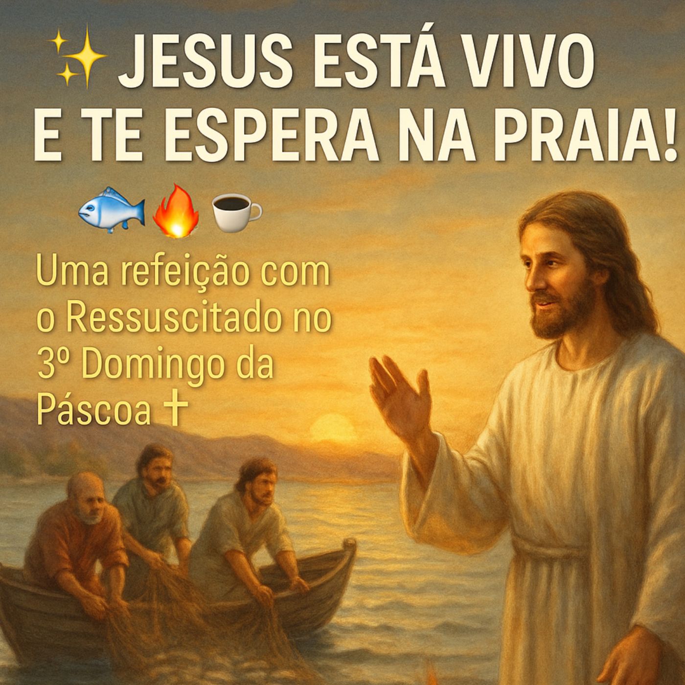 9h - ✨ Jesus está vivo e te espera na praia! 🐟🔥☕
Uma refeição com o Ressuscitado no 3º D. Páscoa.