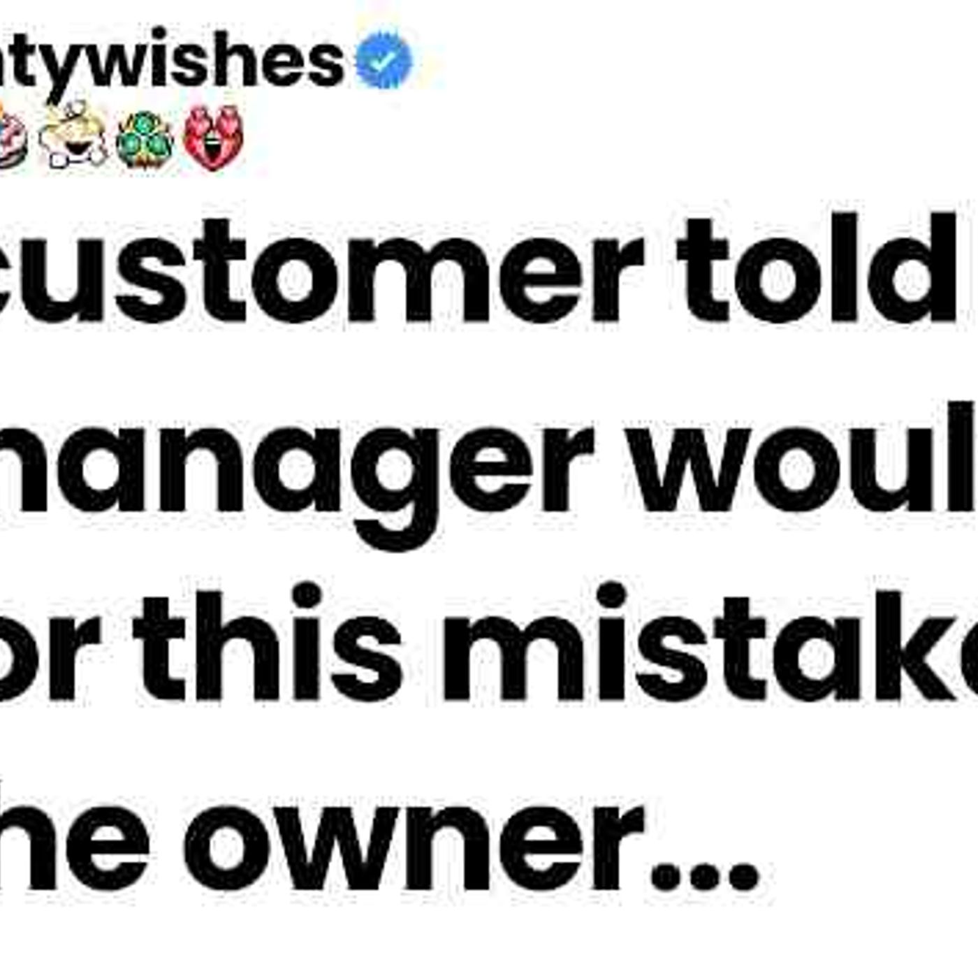 The customer told me the manager would fire me for this mistake. I am the owner episode artwork
