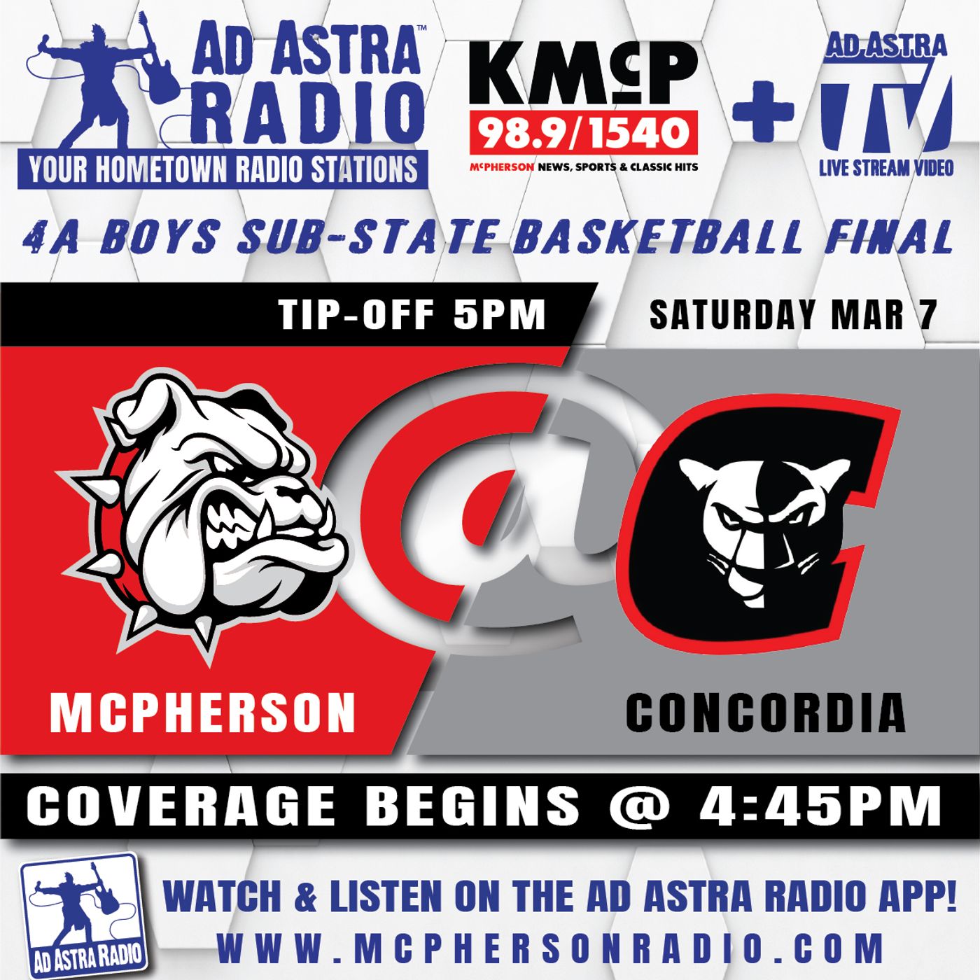 McPherson Bullpups at Concordia Panthers Boys High School Basketball (4A Substate Final-March 7, 2026) episode artwork