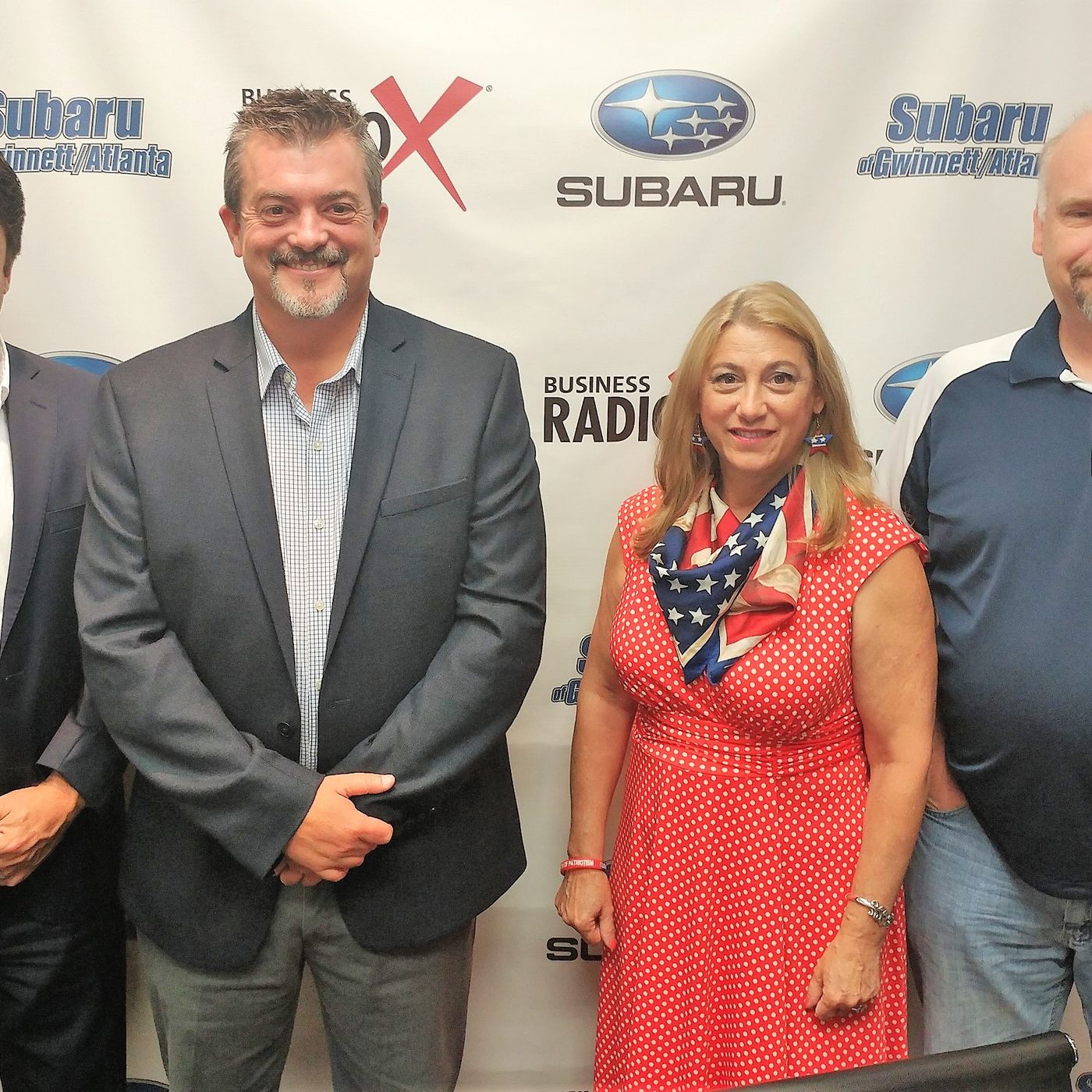Lee Conner with Tradebank and Pat Stansbury with the National Foundation of Patriotism episode artwork