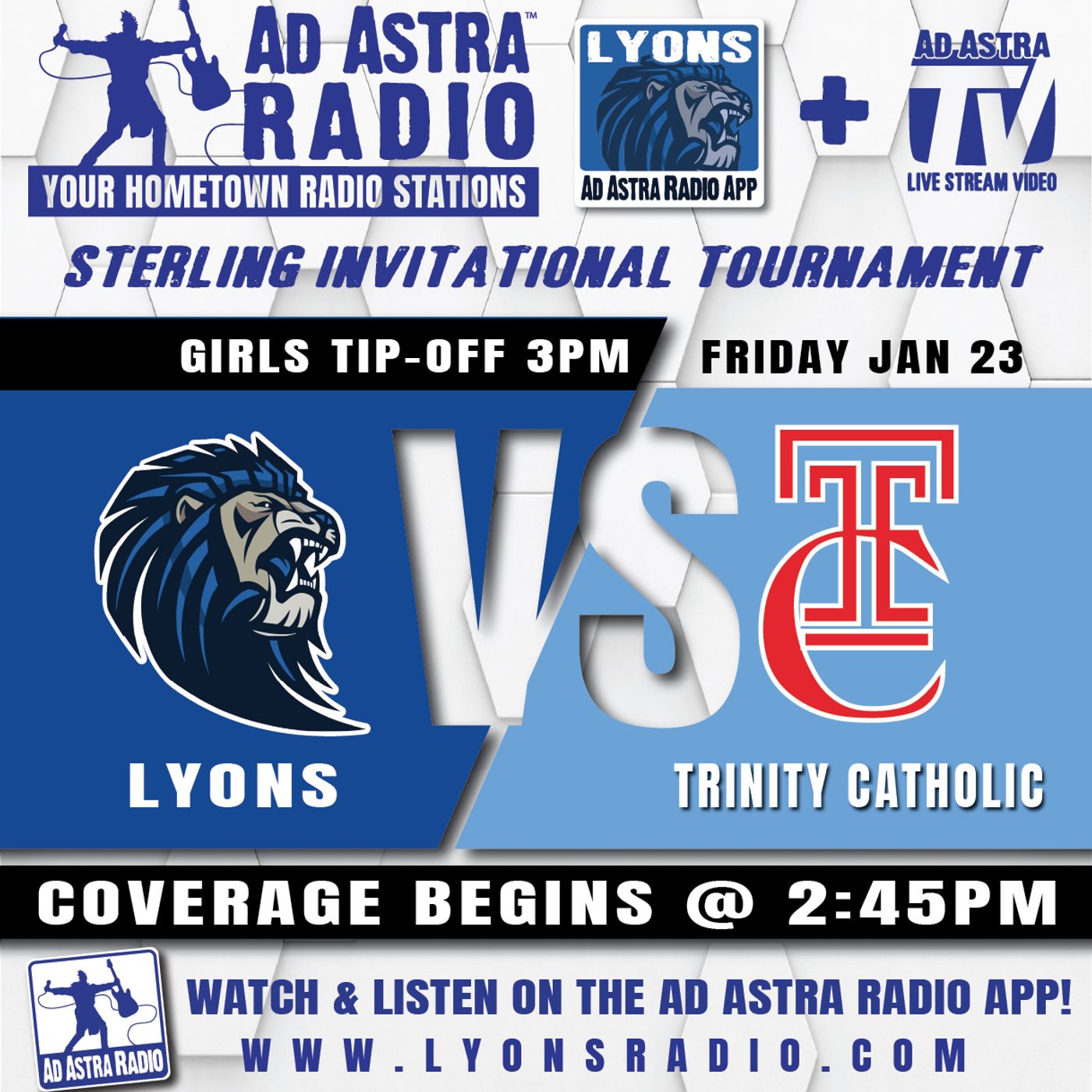 Lyons Lady Lions vs Hutchinson Trinity Lady Cetlics High School Basketball (Sterling Invitational 7th Place-January 23, 2026) episode artwork