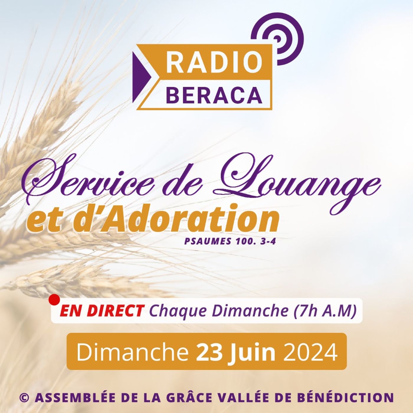 Dimanche 23 Juin 2024.- Culte de louange et d'adoration episode artwork