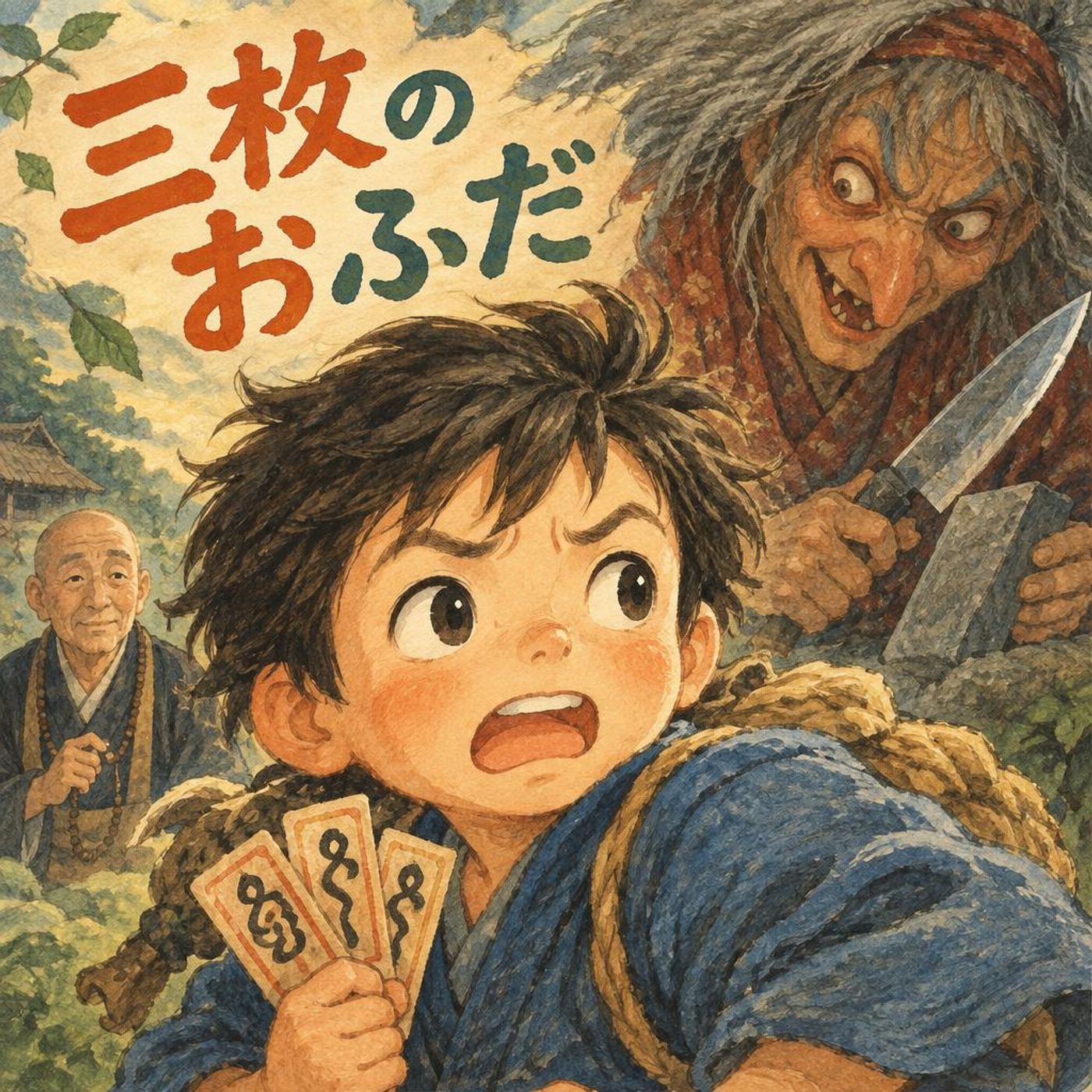 三枚のおふだ！山姥といたずら小僧の術くらべ ｜【日本の昔話】 episode artwork
