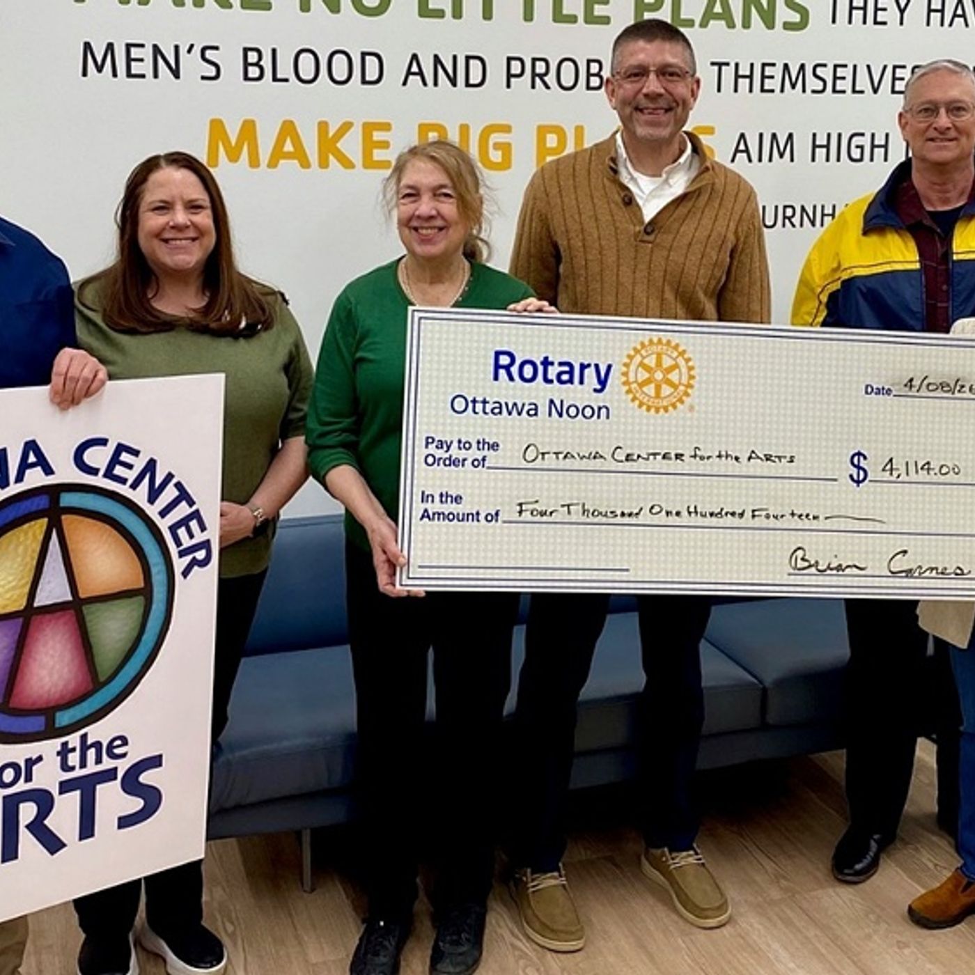 Ottawa Noon Rotary Club presents more than $4K grant to arts center episode artwork