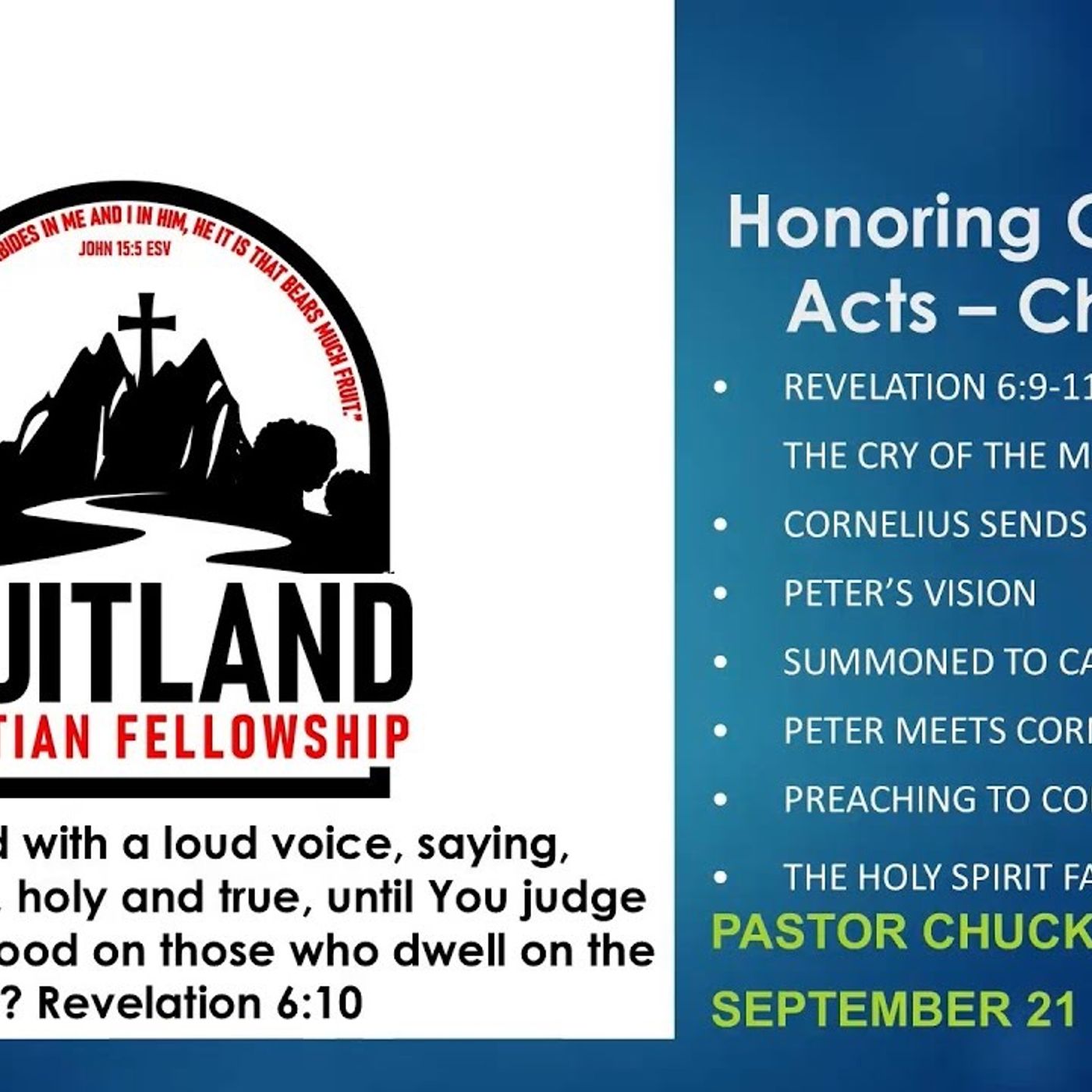 Remembering Charlie Kirk | ACTS 10 - Fruitland Christian Fellowship - Pastor Chuck Reich Remembering Charlie Kirk | ACTS 10 - Fruitland Christian Fellowship - Pastor Chuck Reich