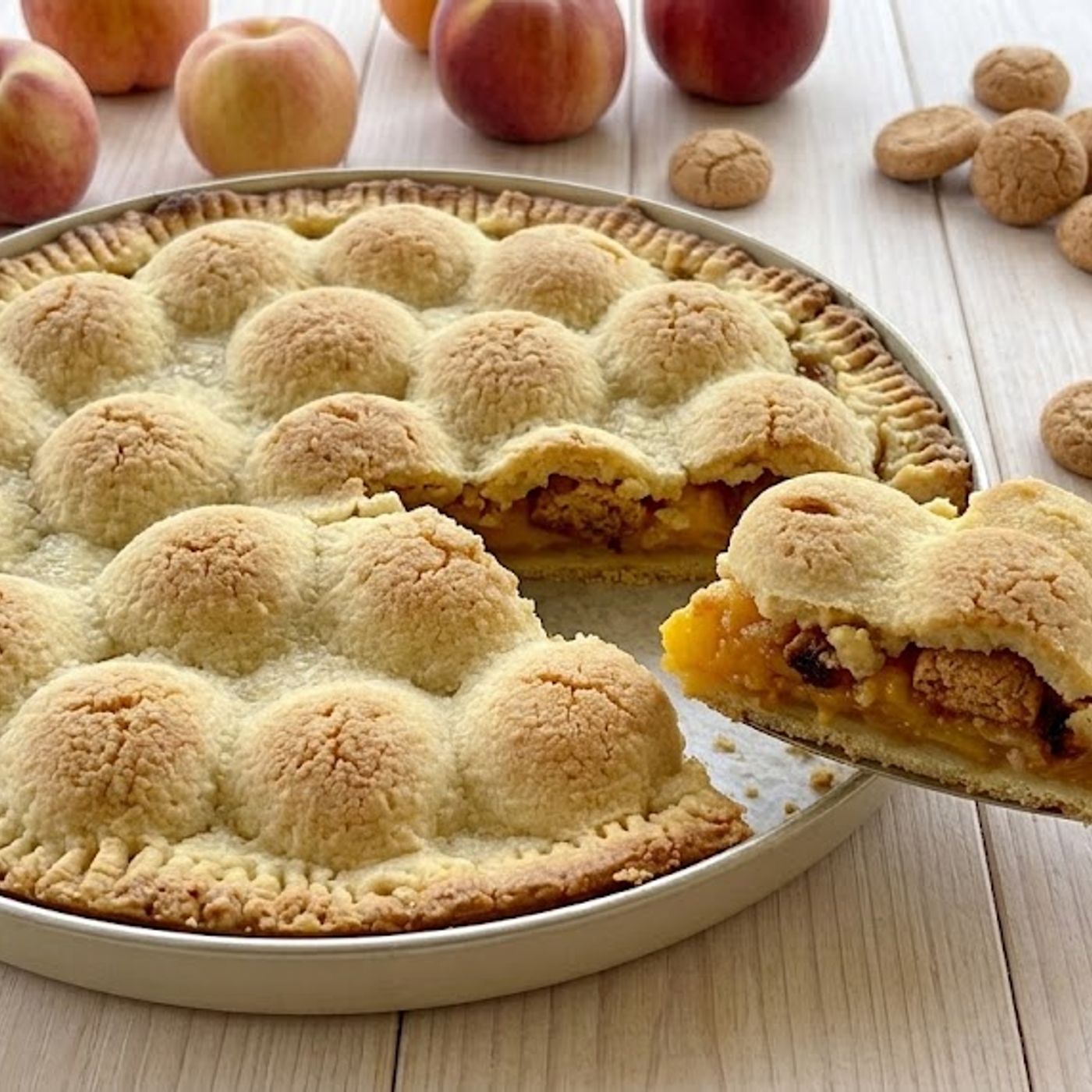 La crostata di pesche e amaretti che tutti chiedono il bis: il segreto della frolla all'olio leggera e perfetta episode artwork
