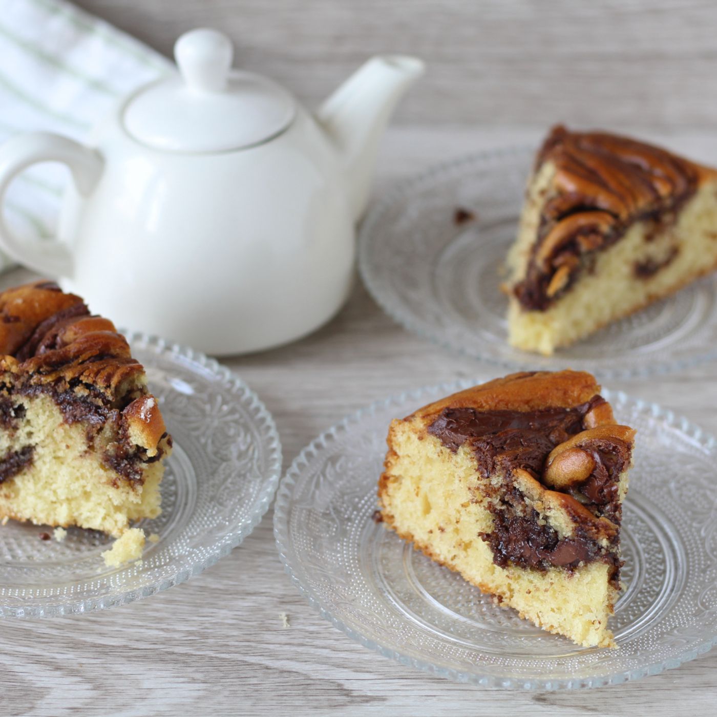 Torta cinque minuti variegata alla nutella