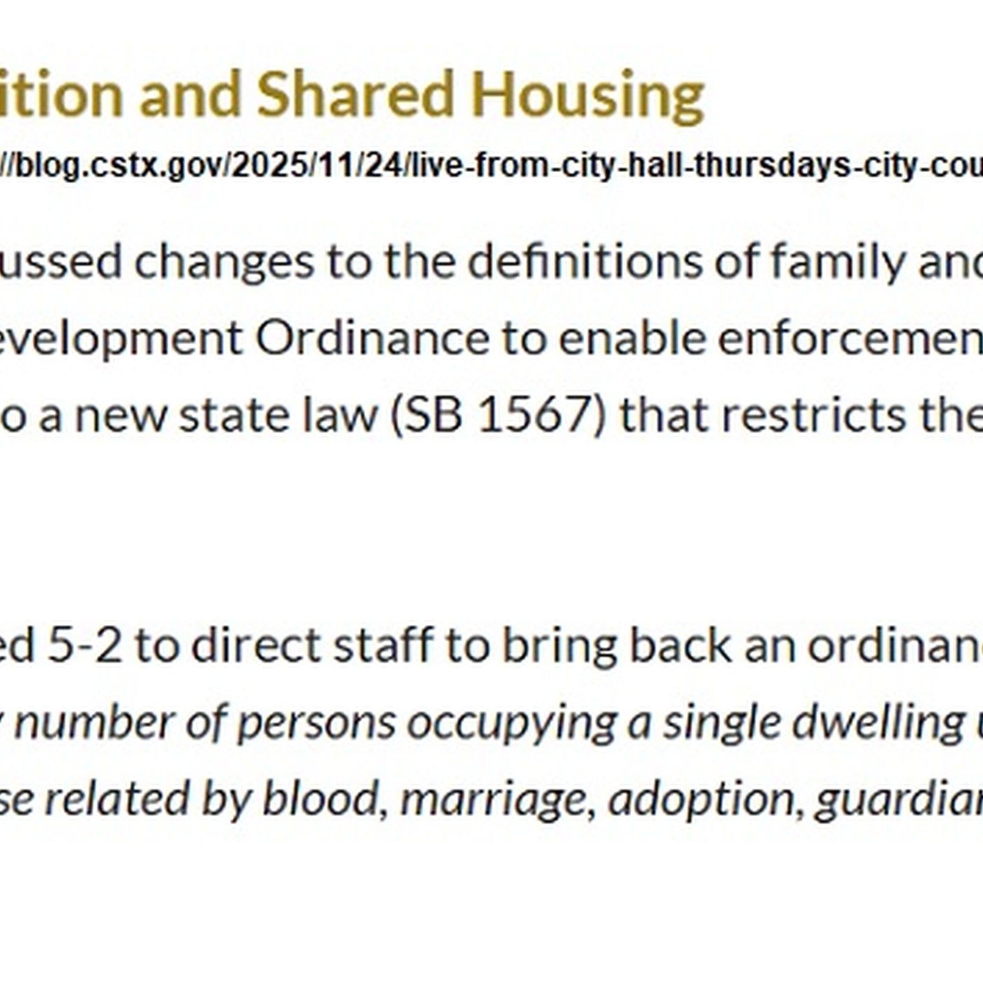 College Station city council split vote on defining family in shared housing ordinance episode artwork