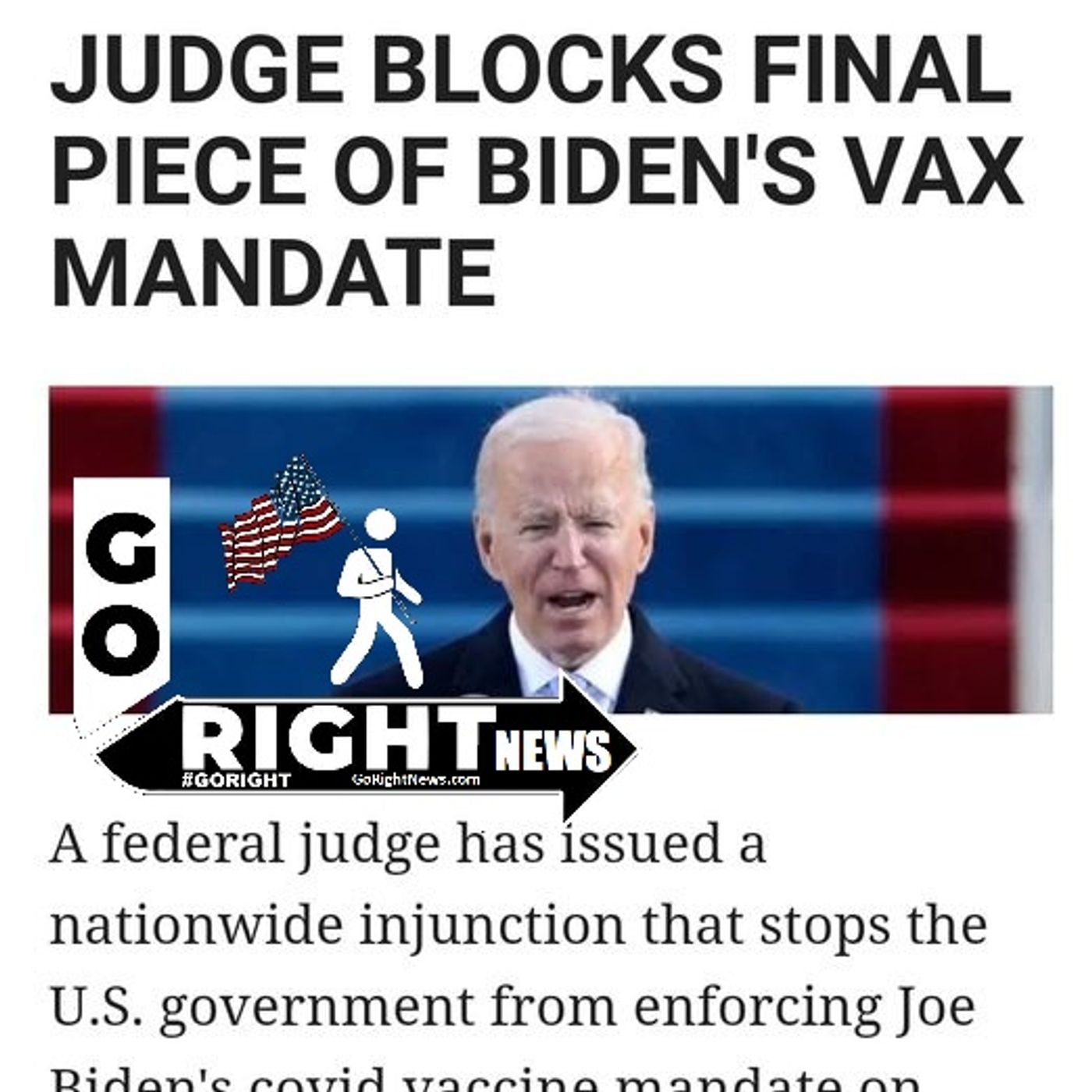 JUDGE BLOCKS FINAL PIECE OF BIDENS VAX MANDATE
