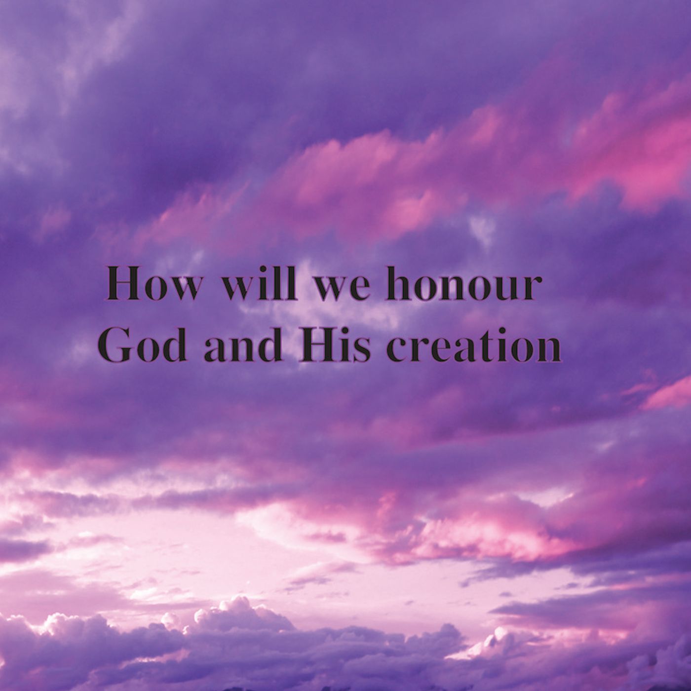 How will we honour God and His creation