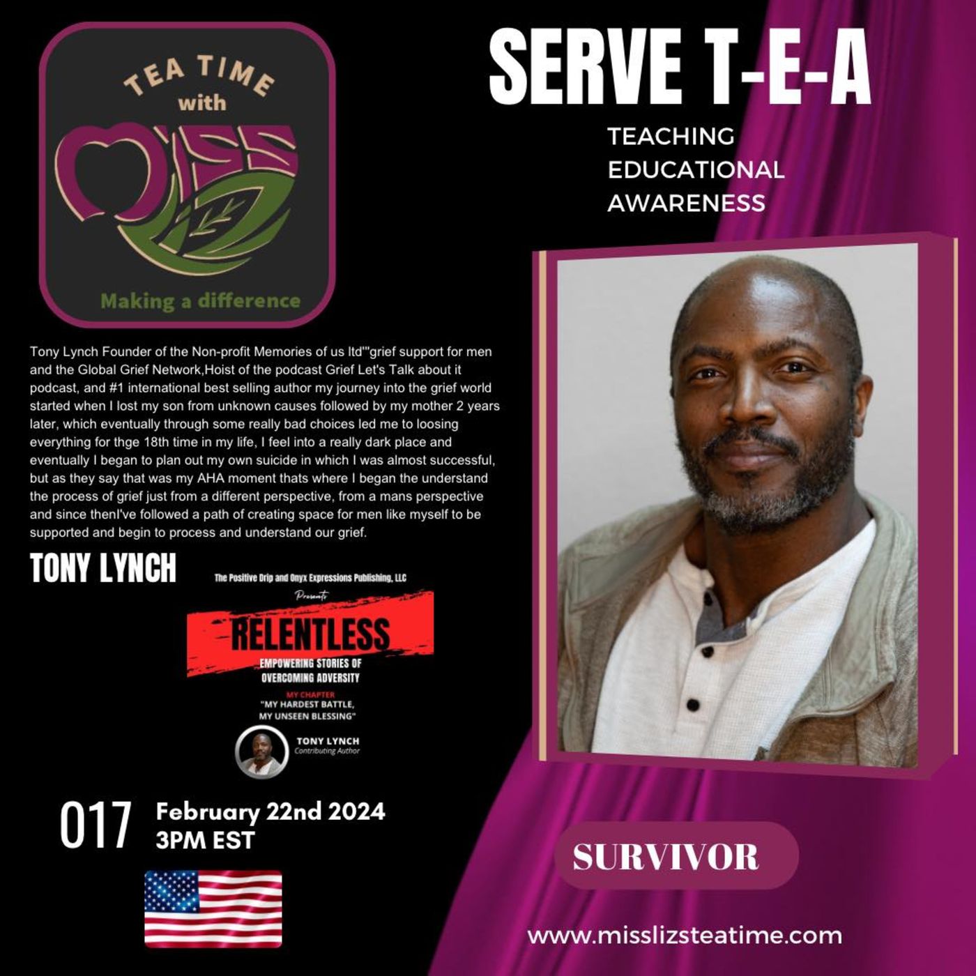 Teatime with Miss Liz T-E-A Open Discussion with Tony Lynch episode artwork