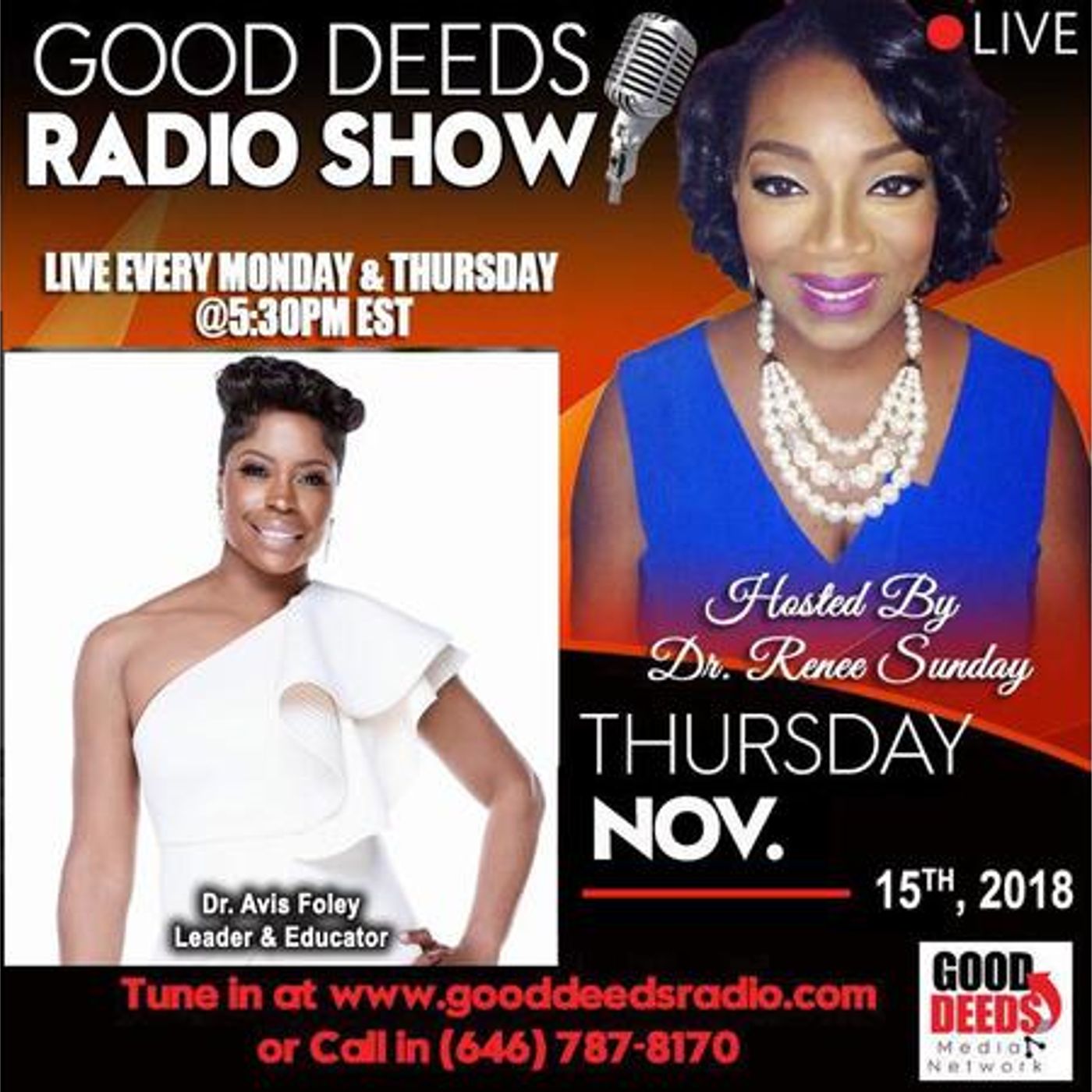 Dr. Avis Foley - Leader & Educator shares on Good Deeds Radio Show episode artwork