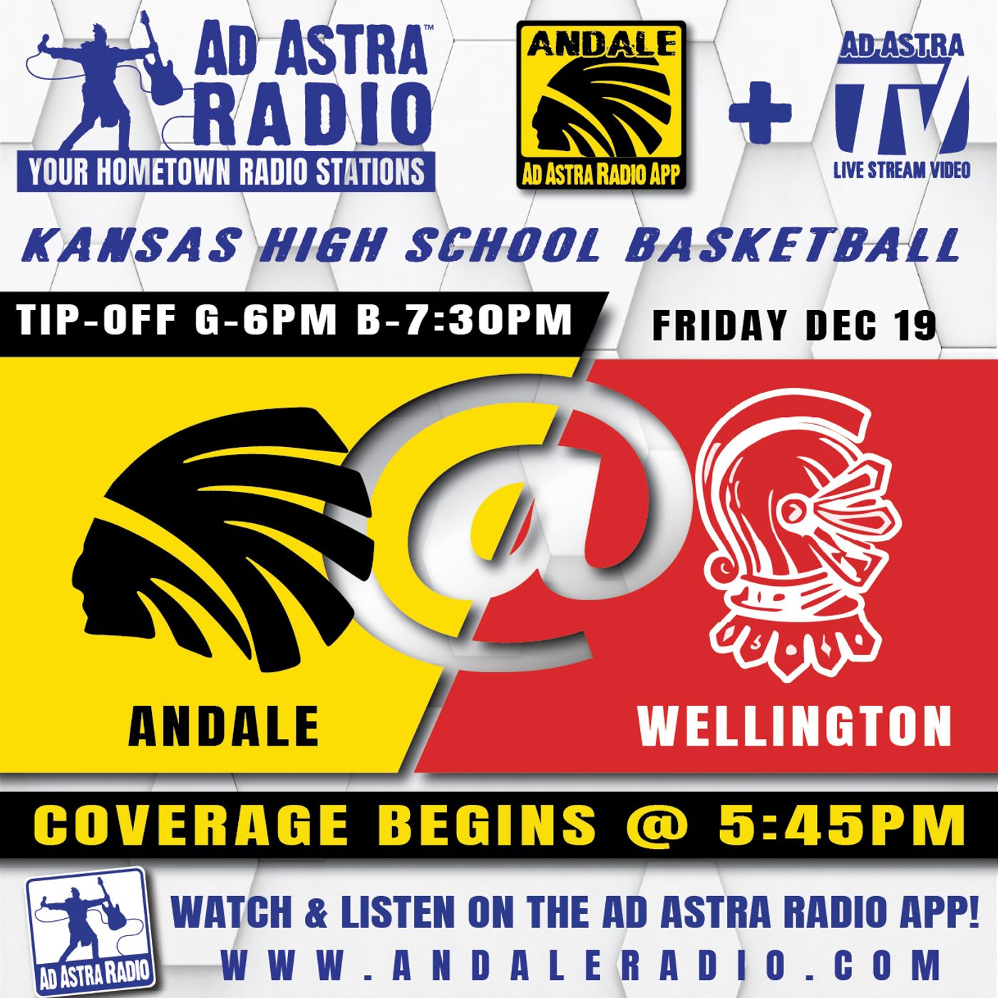 Andale Indians at Wellington Crusaders High School Basketball (December 19, 2025) episode artwork
