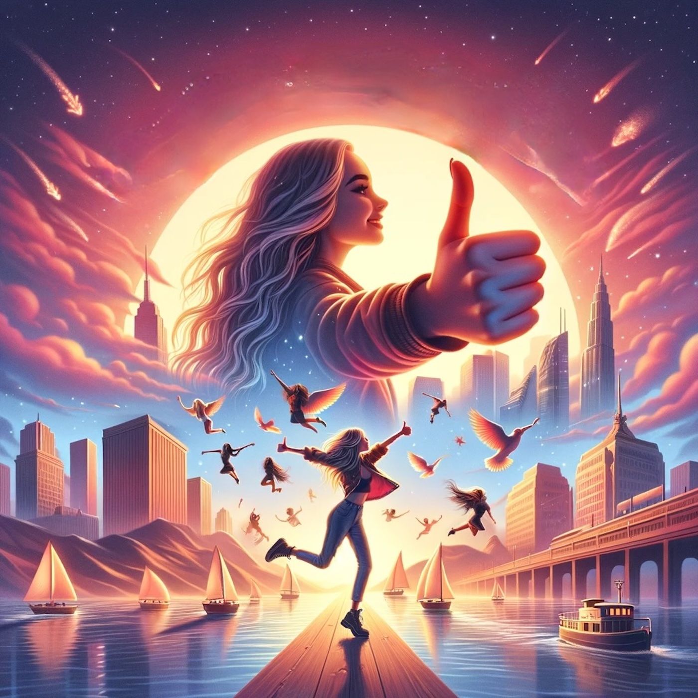 "Thumbs up to freedom, don't clip my wings, I'll dance with somebody, unstoppable in my dreams." episode artwork