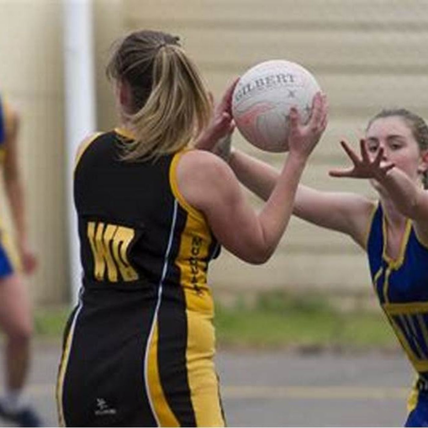 Jo Franklin updates Dan Crouch on the Eastern Eyre and Great Flinders Netball Associations episode artwork