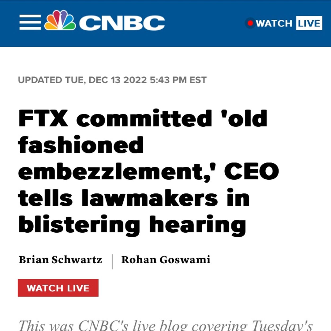 FTX committed 'old fashioned embezzlement,' CEO tells lawmakers in blistering hearing episode artwork