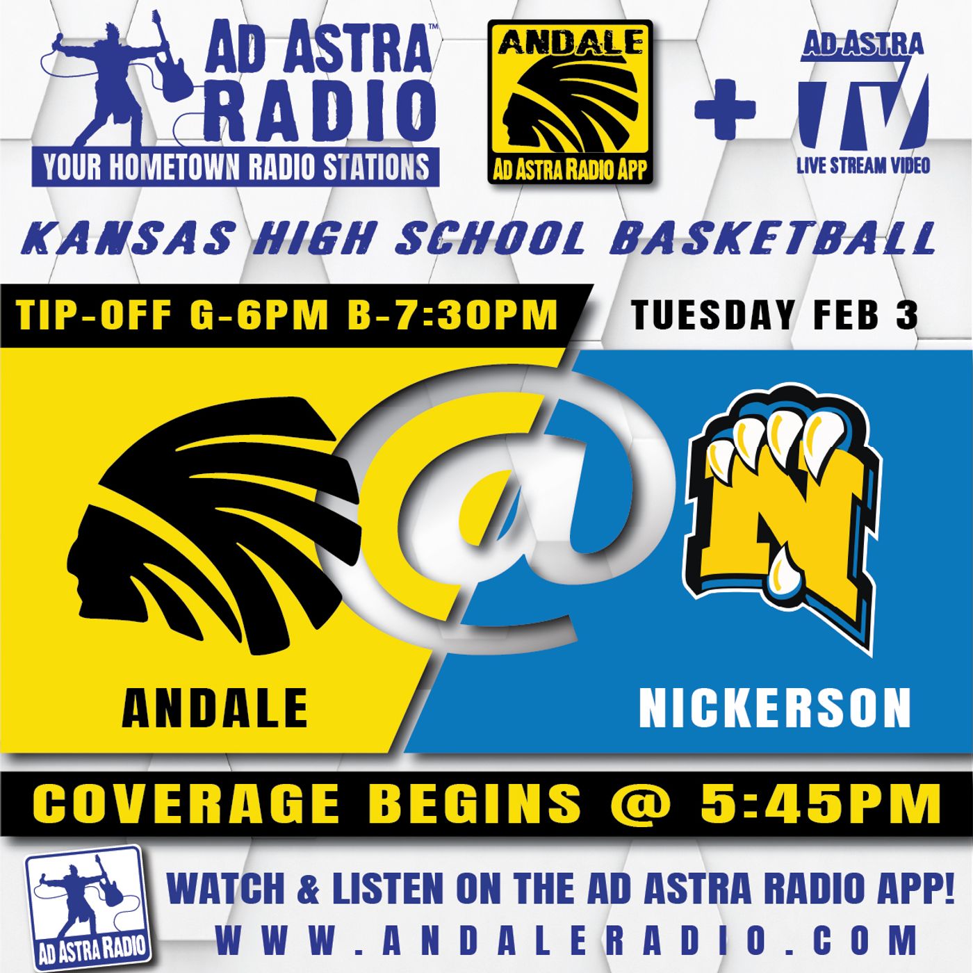 Andale Indians at Nickerson Panthers Boys High School Basketball (February 3, 2026) episode artwork