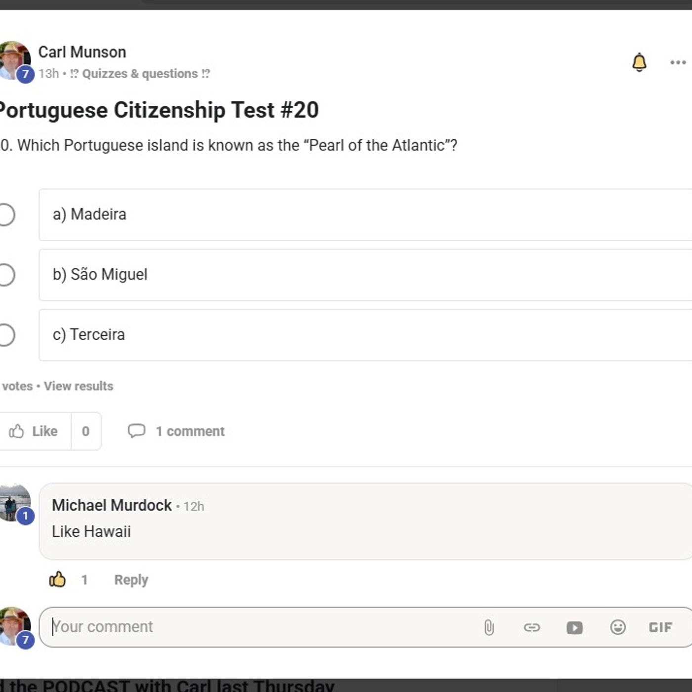 "Pearl of the Atlantic"? - The Portugal Club Portuguese Citizenship Test #20 #portugal #citizenship #test