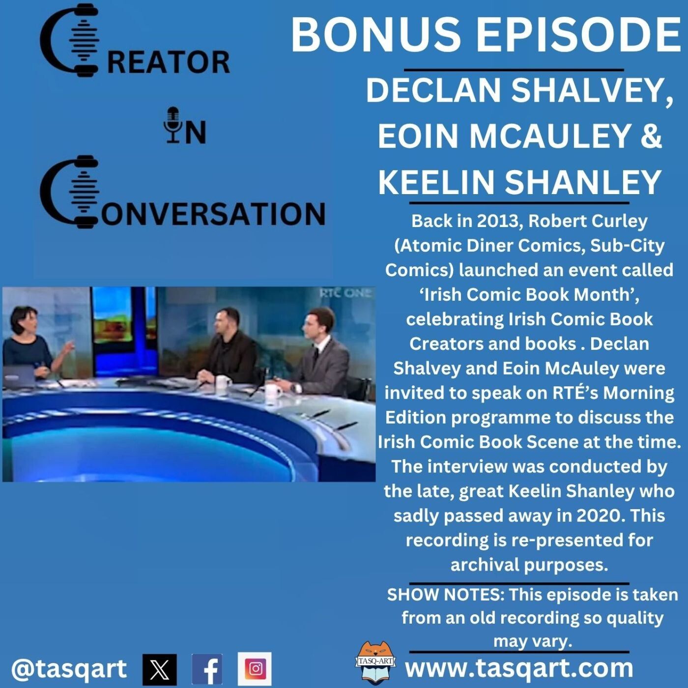 Declan Shalvey and Eoin McAuley on RTÉ Morning Edition 2013 episode artwork