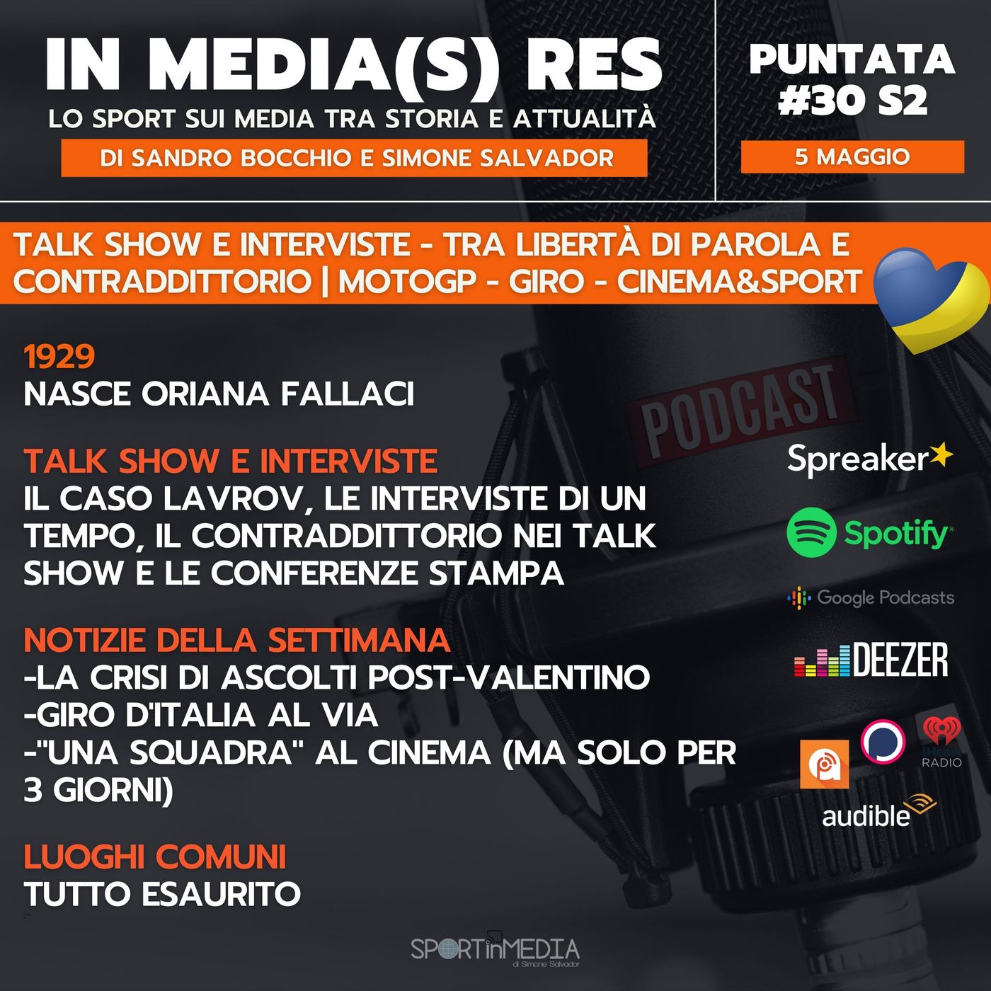 #30 S2 | Talk show e interviste, tra libertà d'opinione e contraddittorio. Crisi ascolti MotoGP, Giro al via, Cinema&Sport. episode artwork
