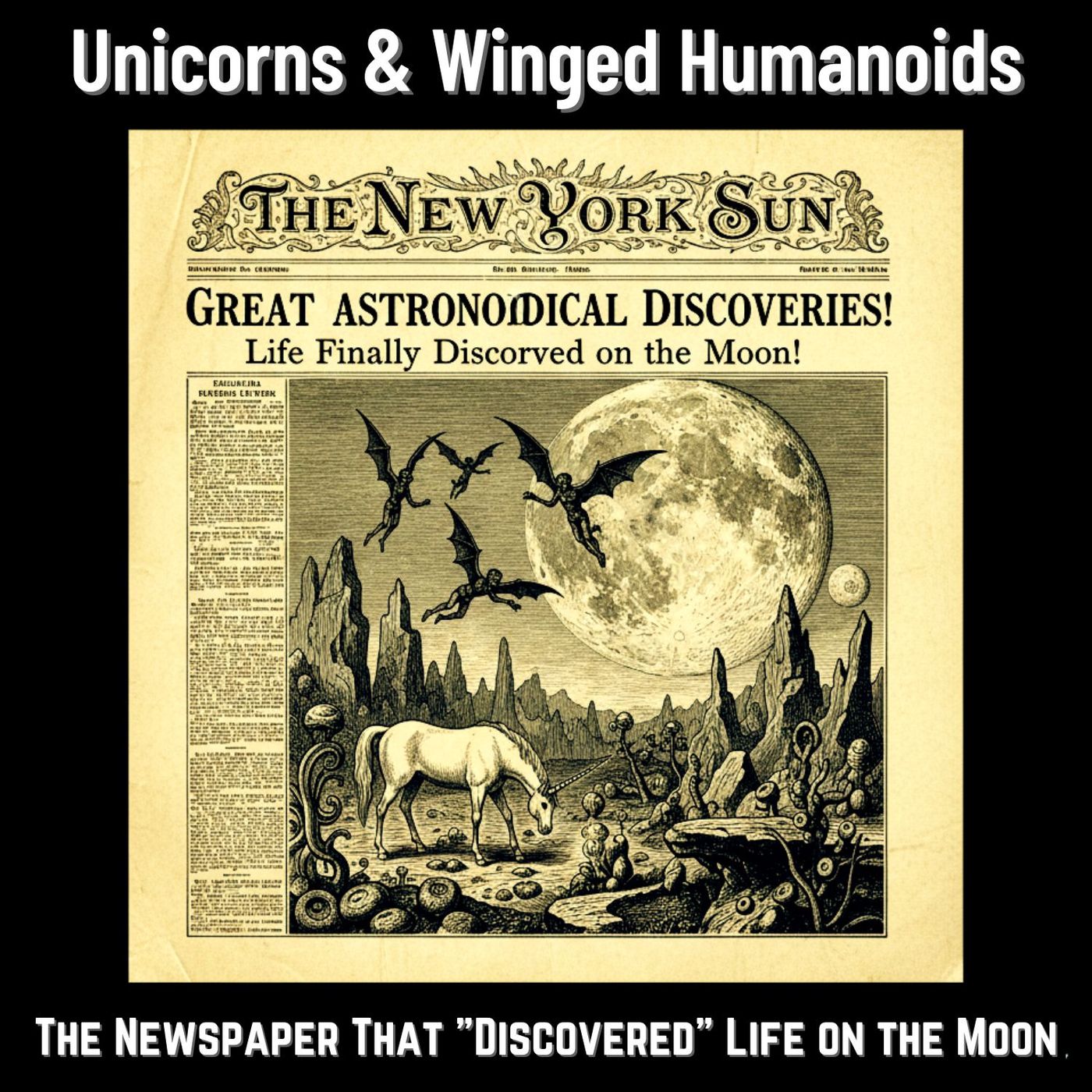 Unicorns & Winged HUMANOIDS: The Newspaper That 'Discovered' LIFE on the MOON