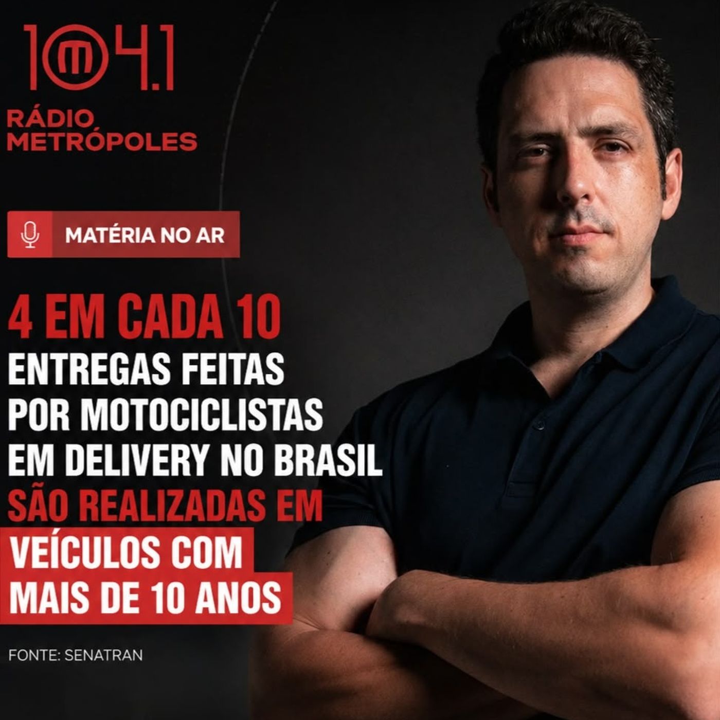 RÁDIO METRÓPOLES: 4 EM CADA 10 ENTREGAS FEITAS POR MOTOCICLISTAS EM DELIVERY SÃO FEITAS NO BRASIL POR VEÍCULOS COM MAIS DE 10 ANOS