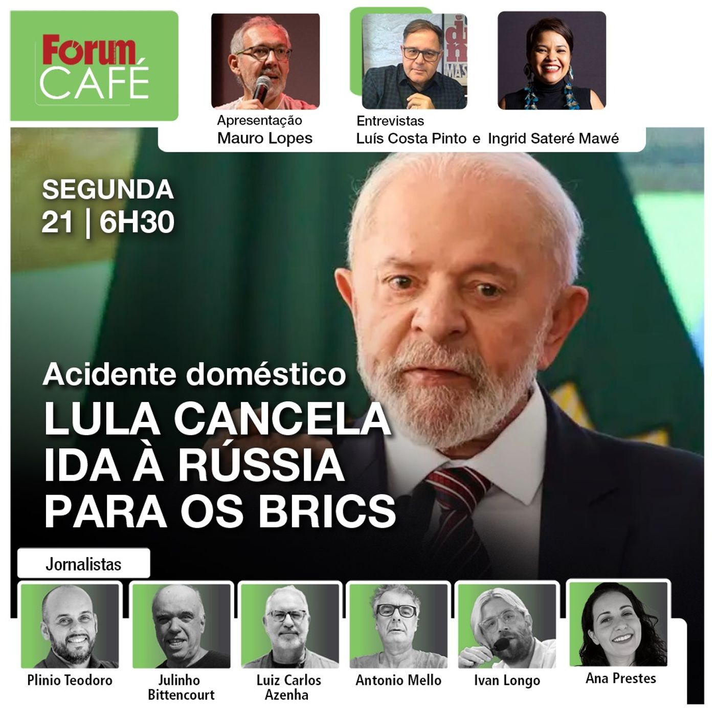 Lula cai, fere a cabeça e cancela viagem à Rússia. BRICS devem confrontar Ocidente | Café | 21.10