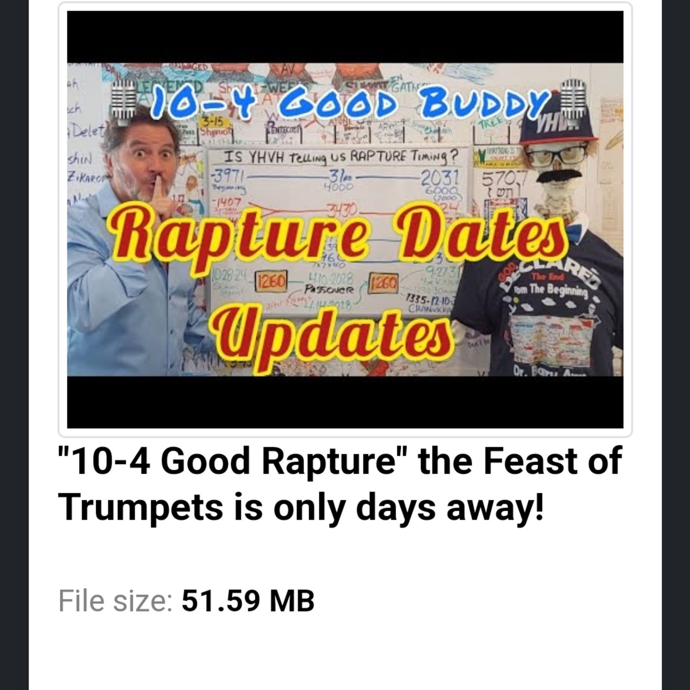 10-4 Good Rapture" the Feast of Trumpets is only days away! episode artwork