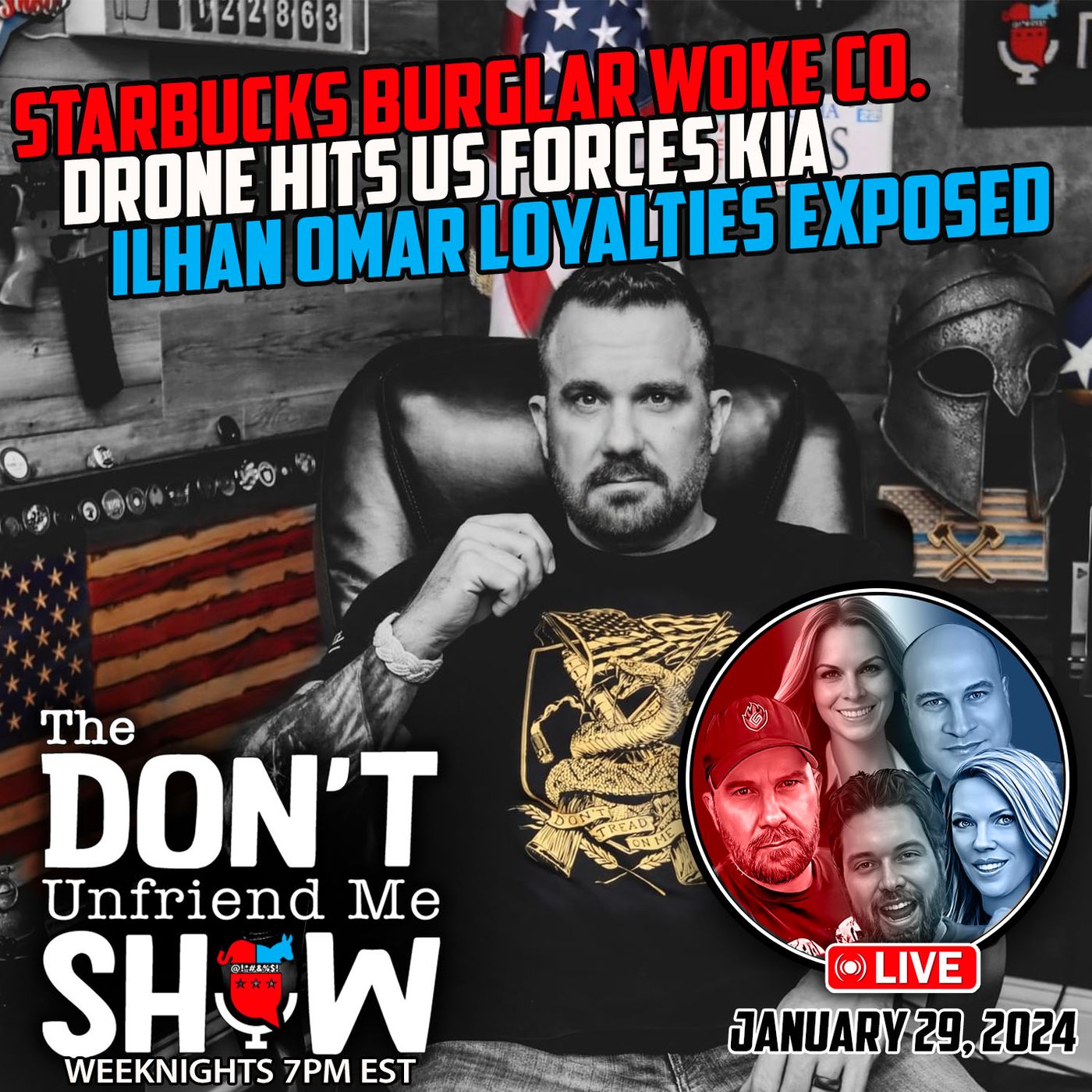The DUM Show: 🚨 LIVE: Drone Strike // Ilhan Omar // Starbucks Woke // Much More… episode artwork