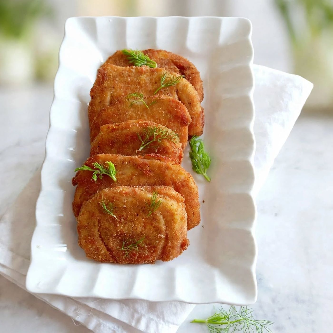 Cotolette di finocchi fritti.