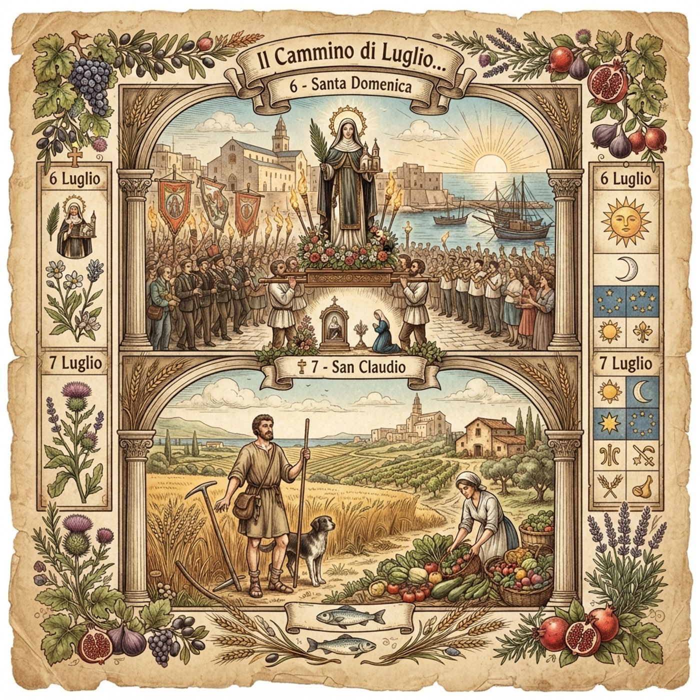 Il Cammino di Luglio tra la Fede di Santa Domenica, lo Zelo di San Claudio e la Generosità della Terra: L'Almanacco di Trani Italia News per episode artwork